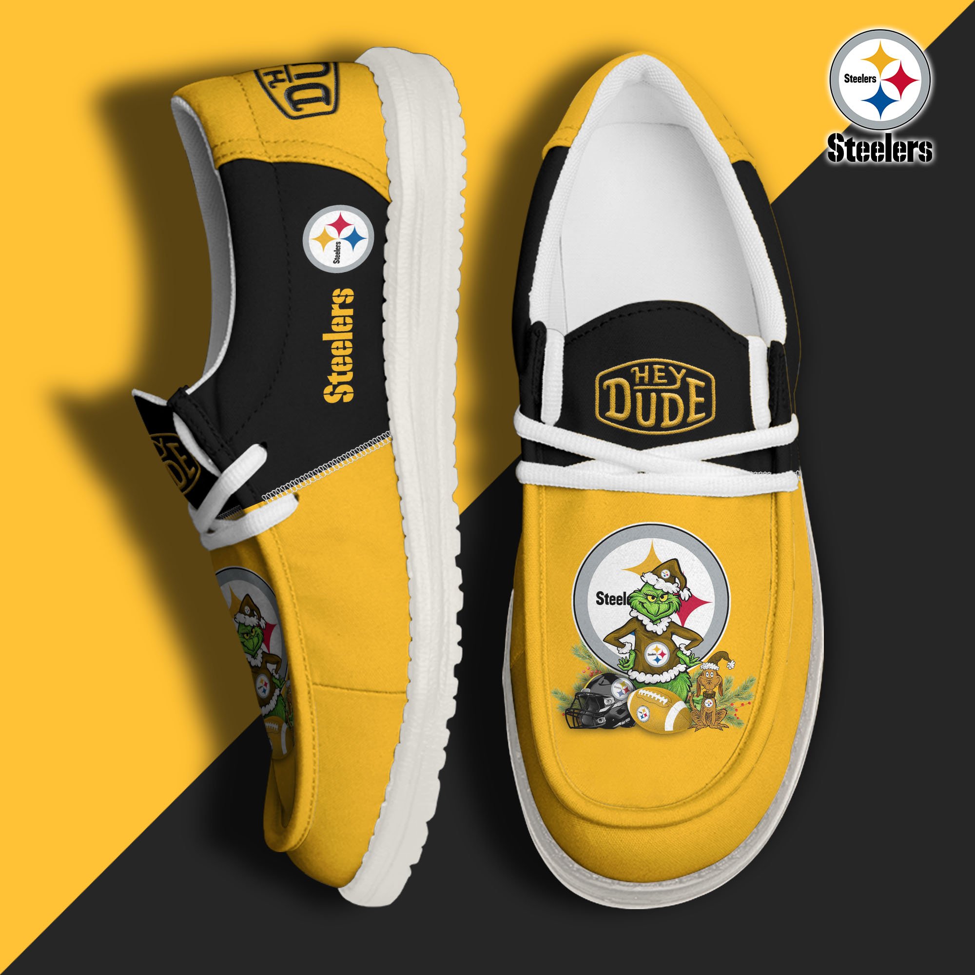 Pittsburgh Steelers Football Hey Dude Canvas Loafer Shoes Custom Your Name  2024 version, Sport Shoes For Fan, Fan Gifts EHIVM-61182