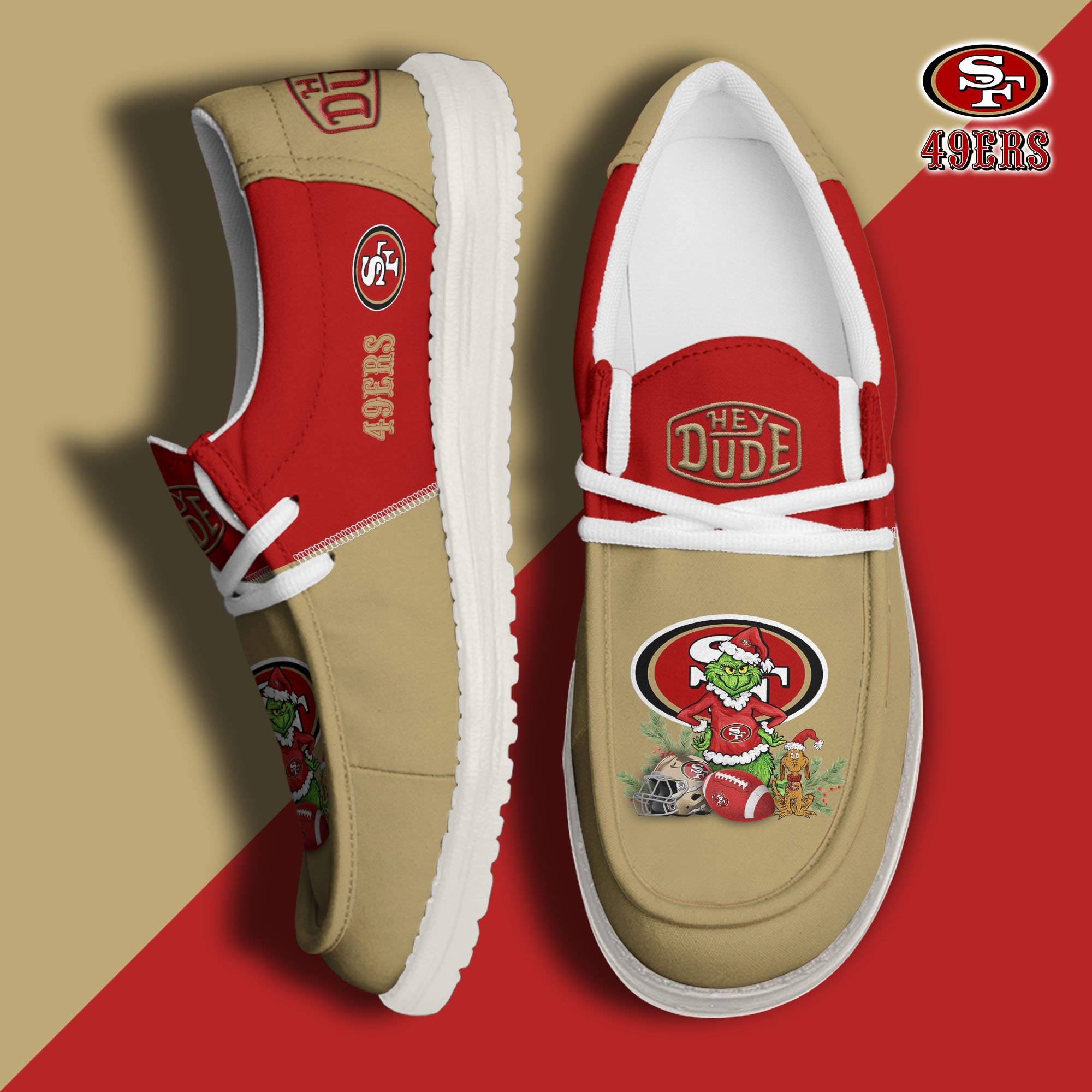 San Francisco 49ers Football Hey Dude Canvas Loafer Shoes Custom Your Name  2024 version, Sport Shoes For Fan, Fan Gifts EHIVM-61182