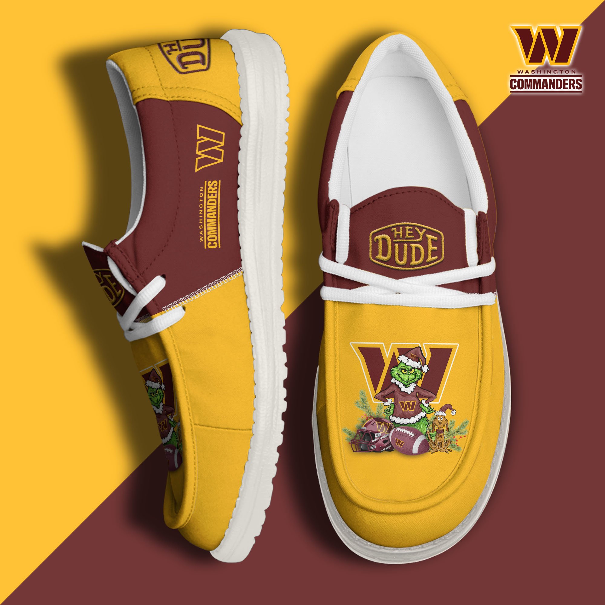 Washington Commanders Football Hey Dude Canvas Loafer Shoes Custom Your Name  2024 version, Sport Shoes For Fan, Fan Gifts EHIVM-61182