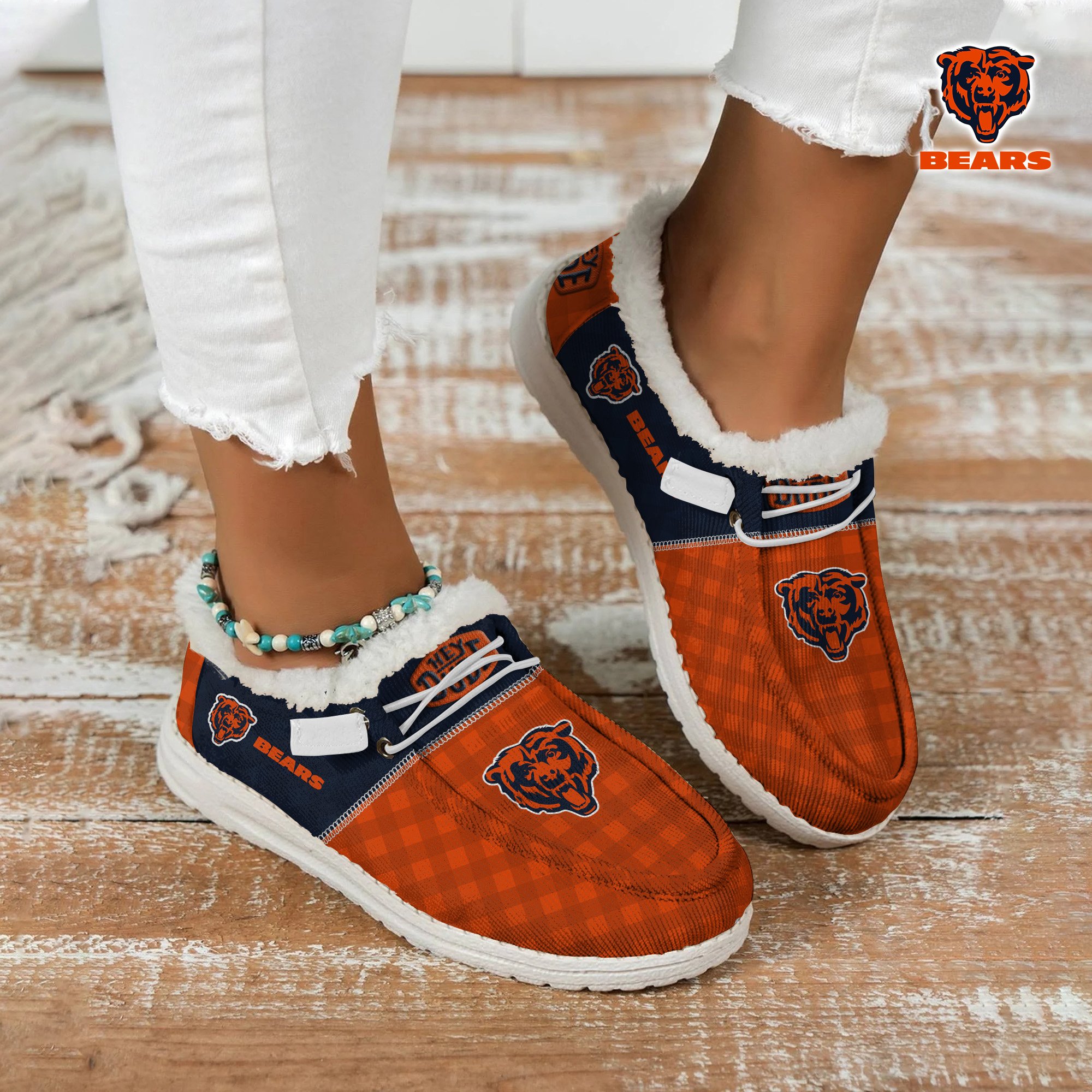 Chicago Bears Football Hey Dude With Warm Fur Lining Shoes Custom Your Name  2024 version, Sport Shoes For Fan, Fan Gifts EHIVM-61635