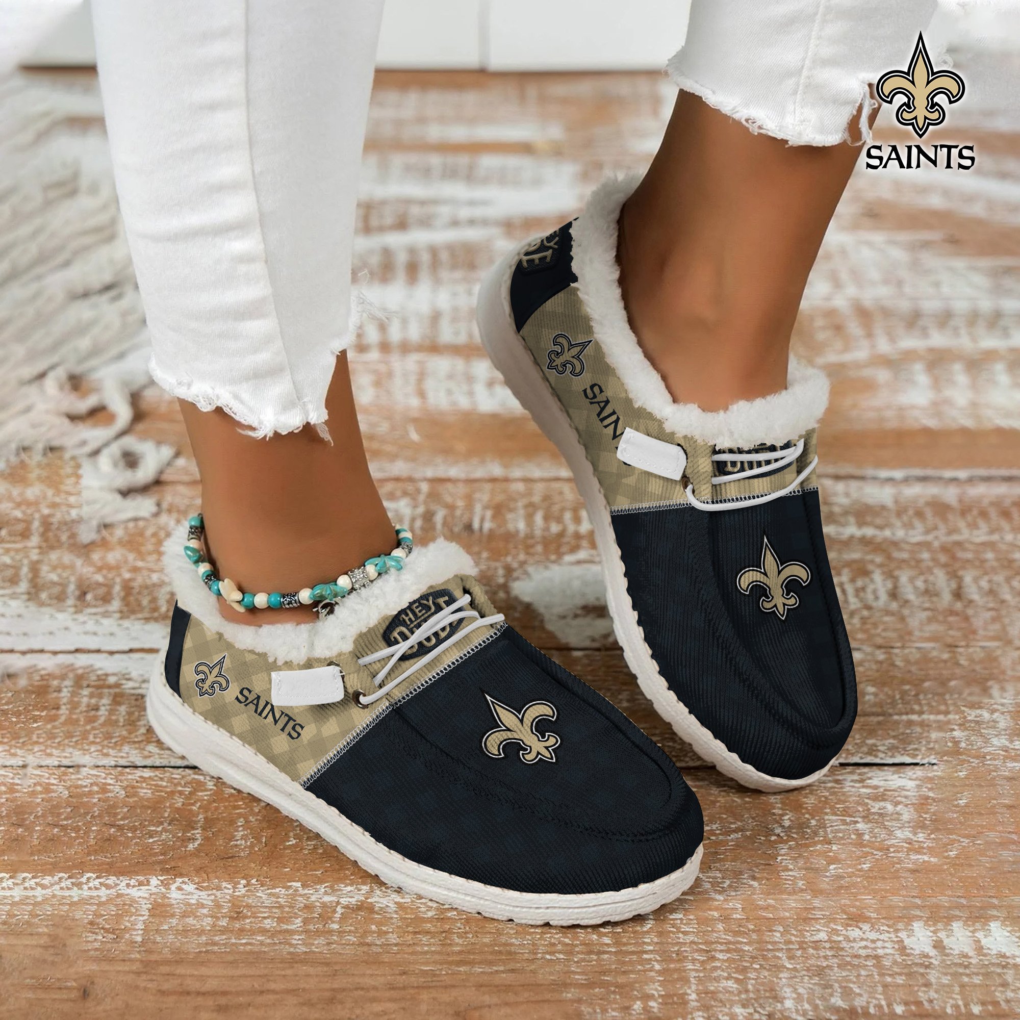 New Orleans Saints Football Hey Dude With Warm Fur Lining Shoes Custom Your Name  2024 version, Sport Shoes For Fan, Fan Gifts EHIVM-61635