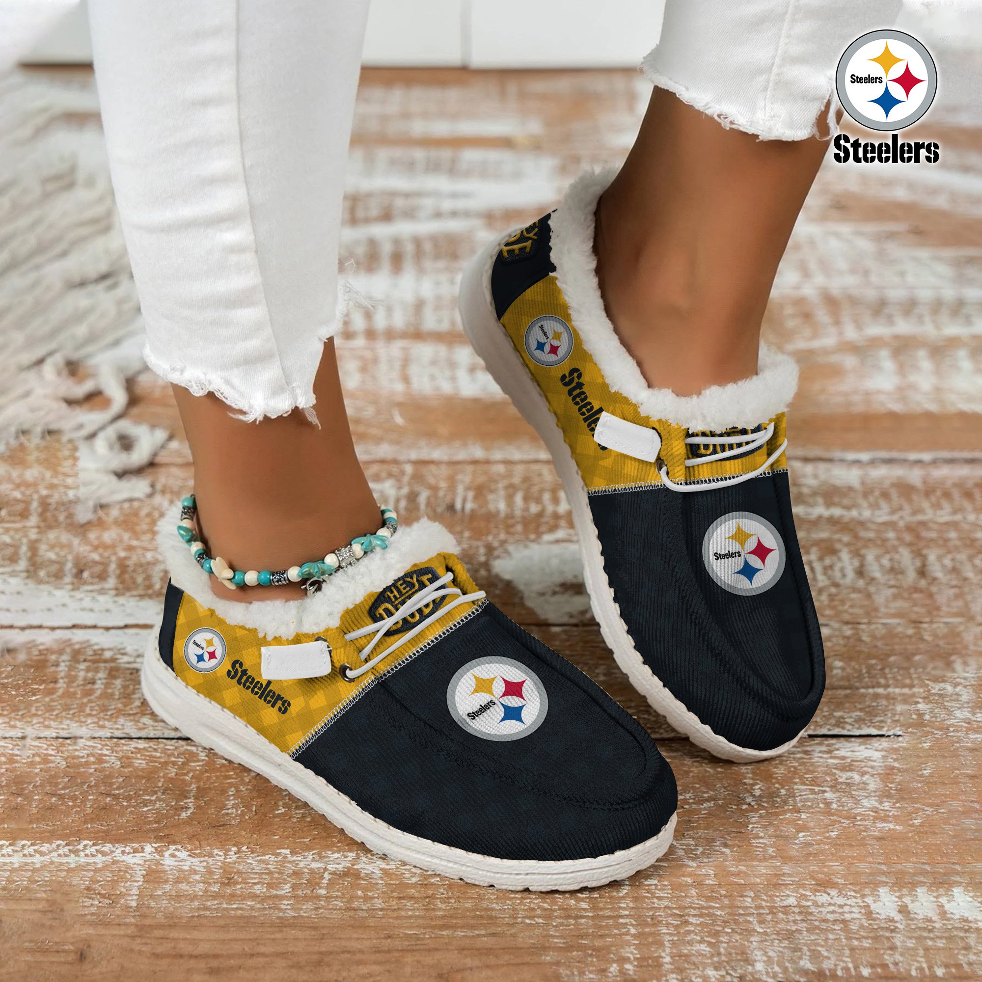 Pittsburgh Steelers Football Hey Dude With Warm Fur Lining Shoes Custom Your Name  2024 version, Sport Shoes For Fan, Fan Gifts EHIVM-61635