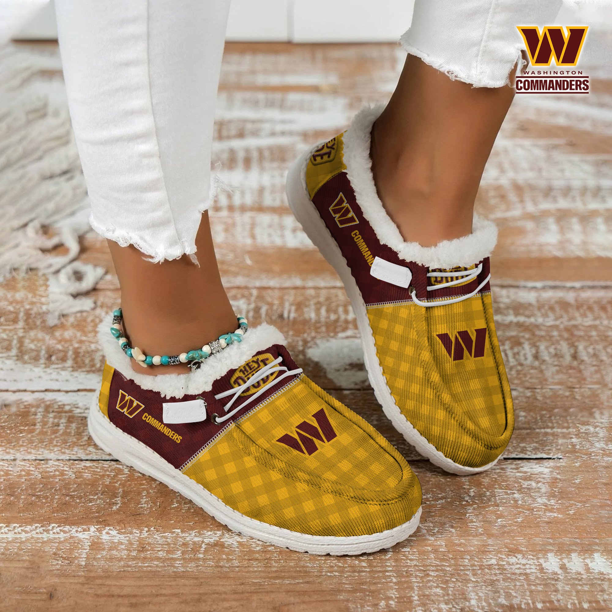 Washington Commanders Football Hey Dude With Warm Fur Lining Shoes Custom Your Name  2024 version, Sport Shoes For Fan, Fan Gifts EHIVM-61635