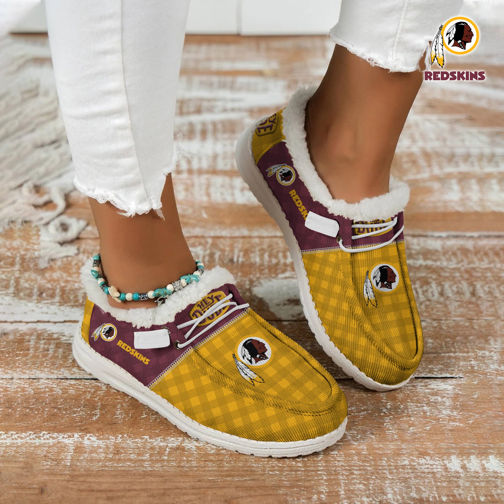 Washington Redskins Football Hey Dude With Warm Fur Lining Shoes Custom Your Name  2024 version, Sport Shoes For Fan, Fan Gifts EHIVM-61635