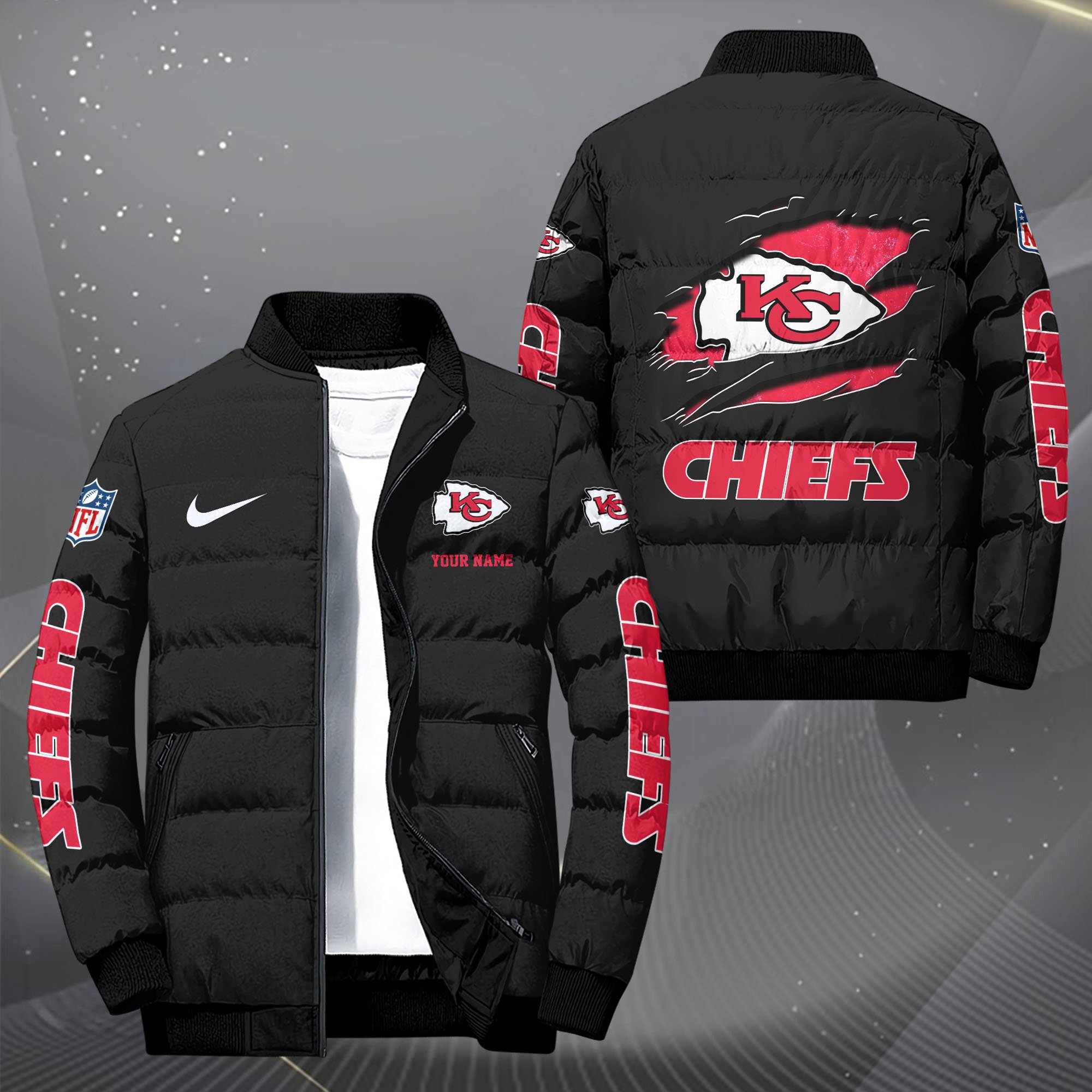 Kansas City Chiefs Puffer Jacket Custom Your Name 2024  versions, Sport Jacket, FootBall Fan Gifts EHIVM-62479