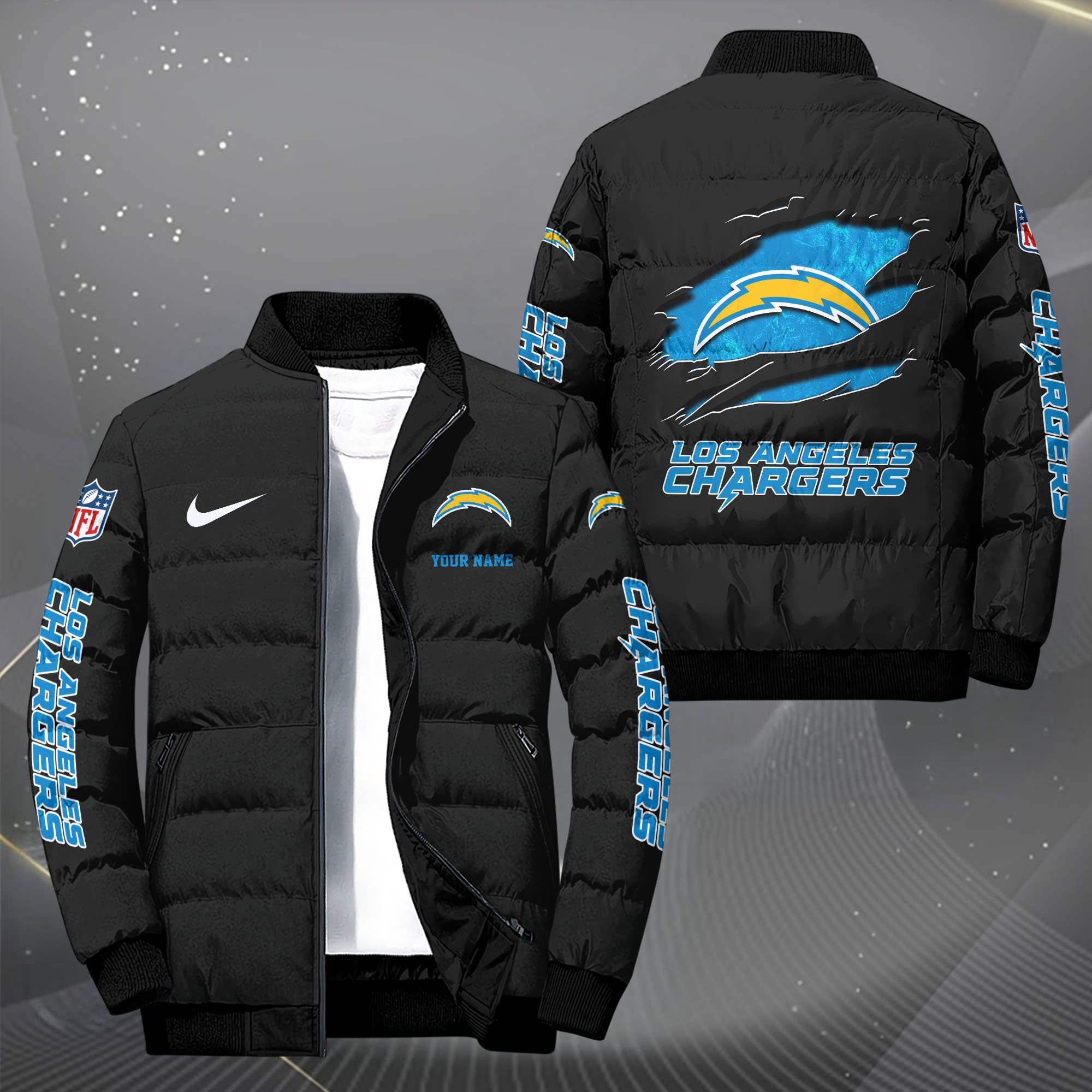 Los Angeles Chargers Puffer Jacket Custom Your Name 2024  versions, Sport Jacket, FootBall Fan Gifts EHIVM-62479