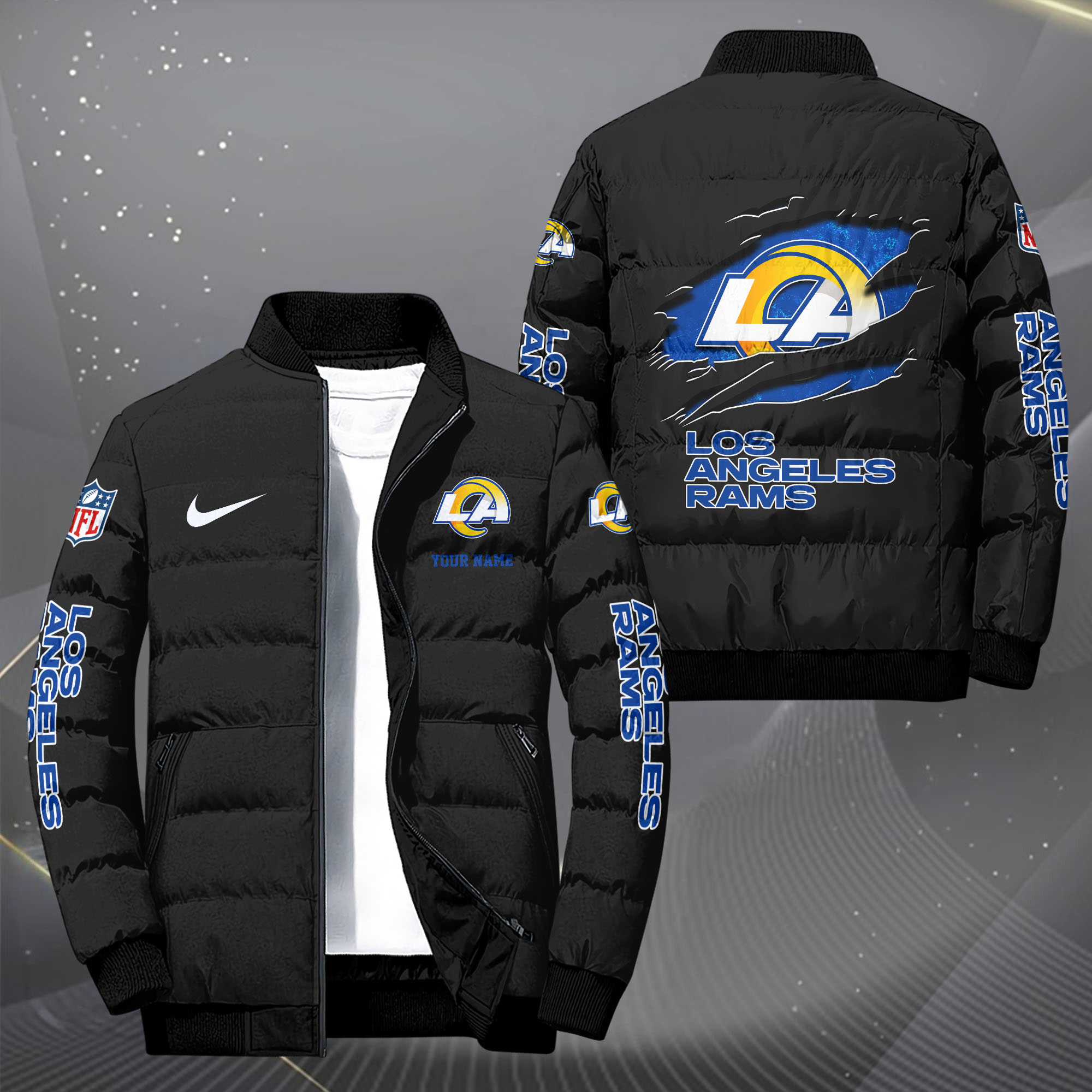 Los Angeles Rams Puffer Jacket Custom Your Name 2024  versions, Sport Jacket, FootBall Fan Gifts EHIVM-62479