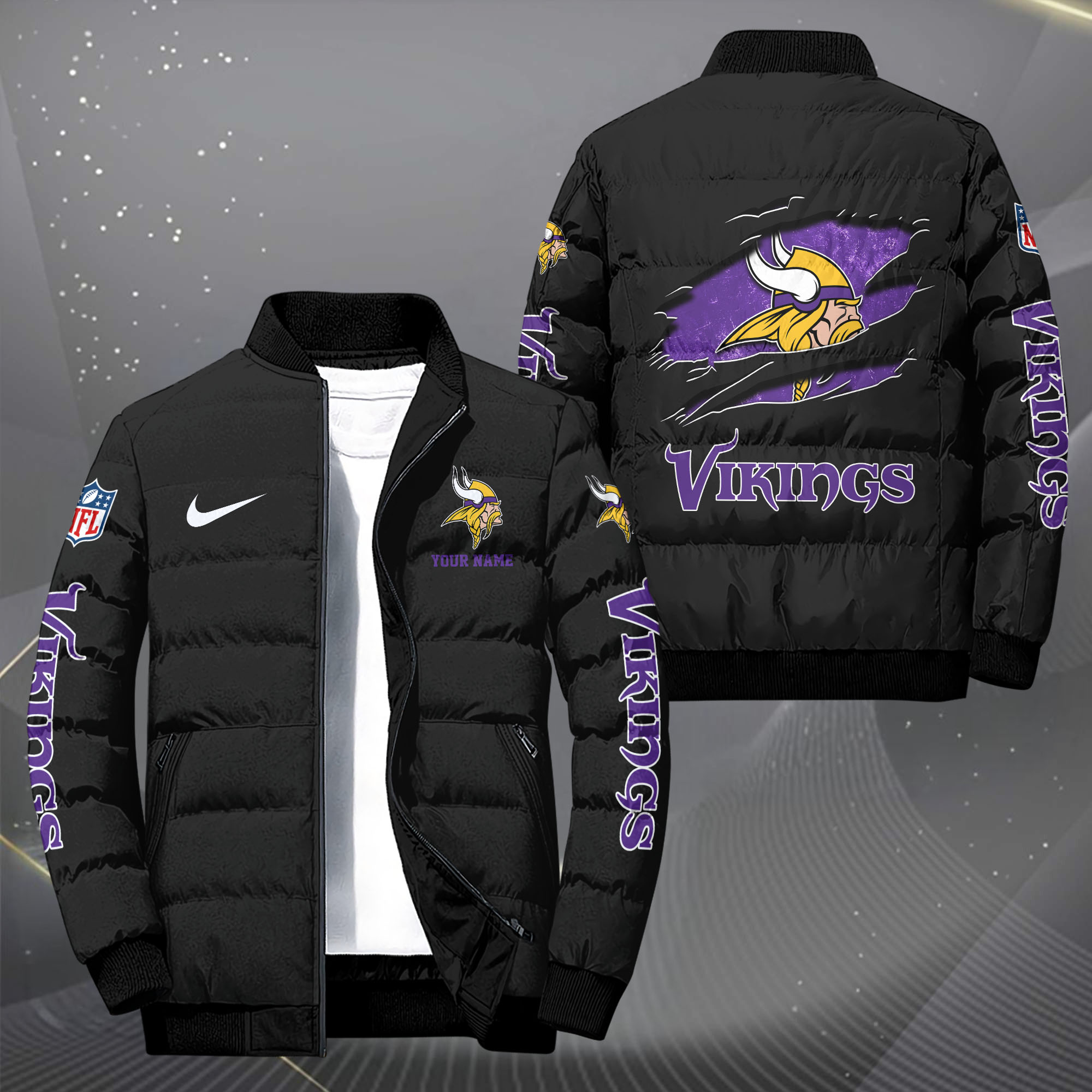 Minnesota Vikings Puffer Jacket Custom Your Name 2024  versions, Sport Jacket, FootBall Fan Gifts EHIVM-62479