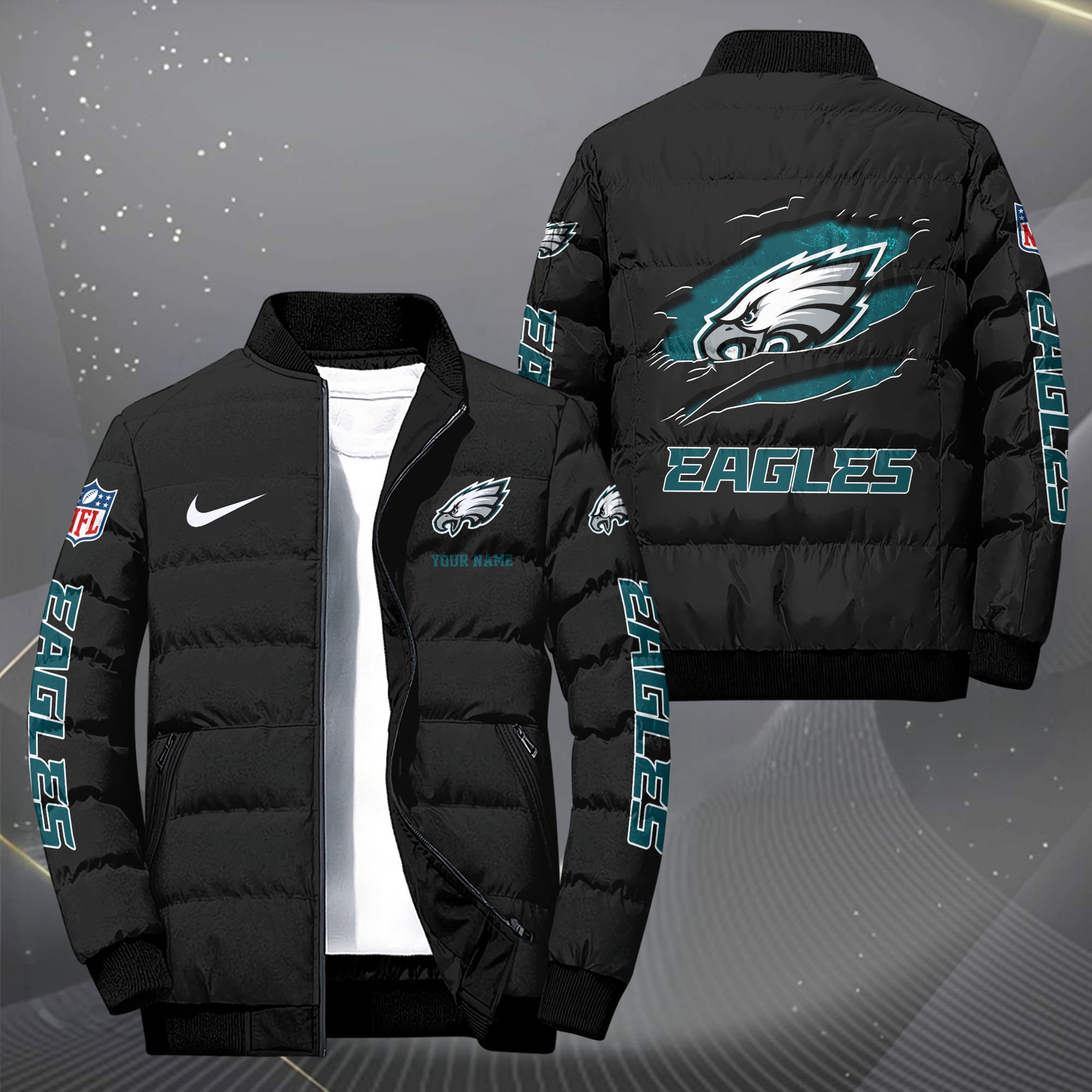 Philadelphia Eagles Puffer Jacket Custom Your Name 2024  versions, Sport Jacket, FootBall Fan Gifts EHIVM-62479