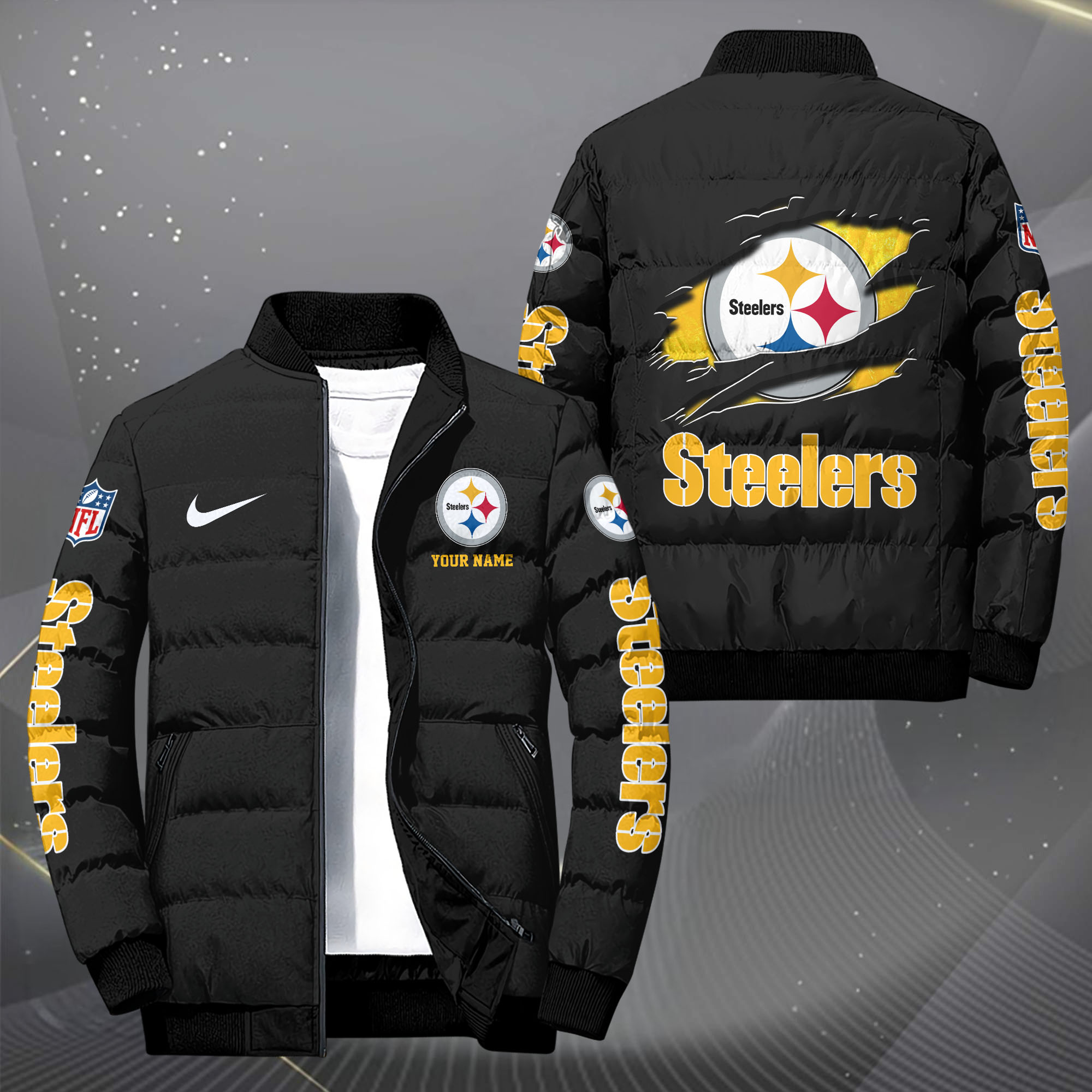 Pittsburgh Steelers Puffer Jacket Custom Your Name 2024  versions, Sport Jacket, FootBall Fan Gifts EHIVM-62479