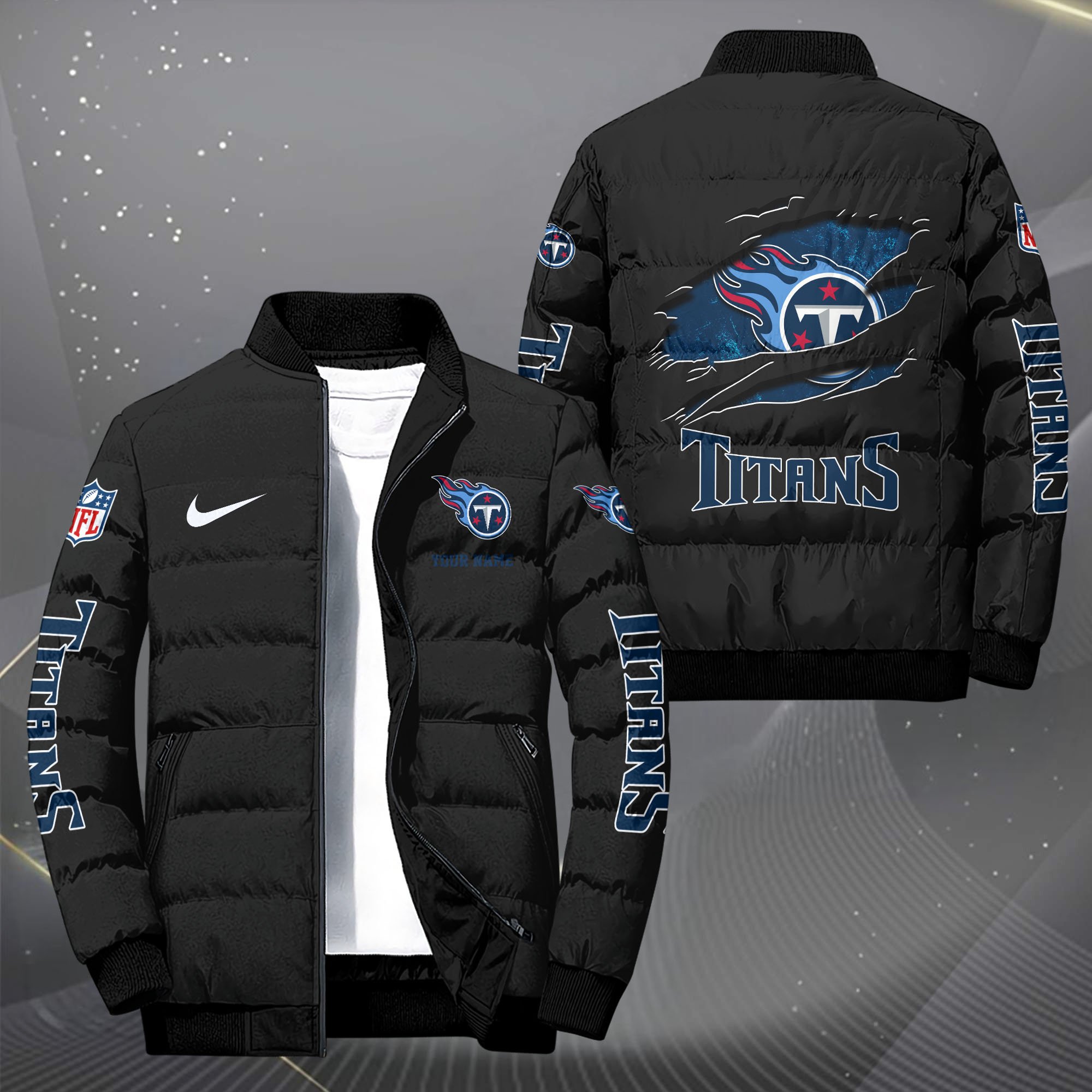 Tennessee Titans Puffer Jacket Custom Your Name 2024  versions, Sport Jacket, FootBall Fan Gifts EHIVM-62479