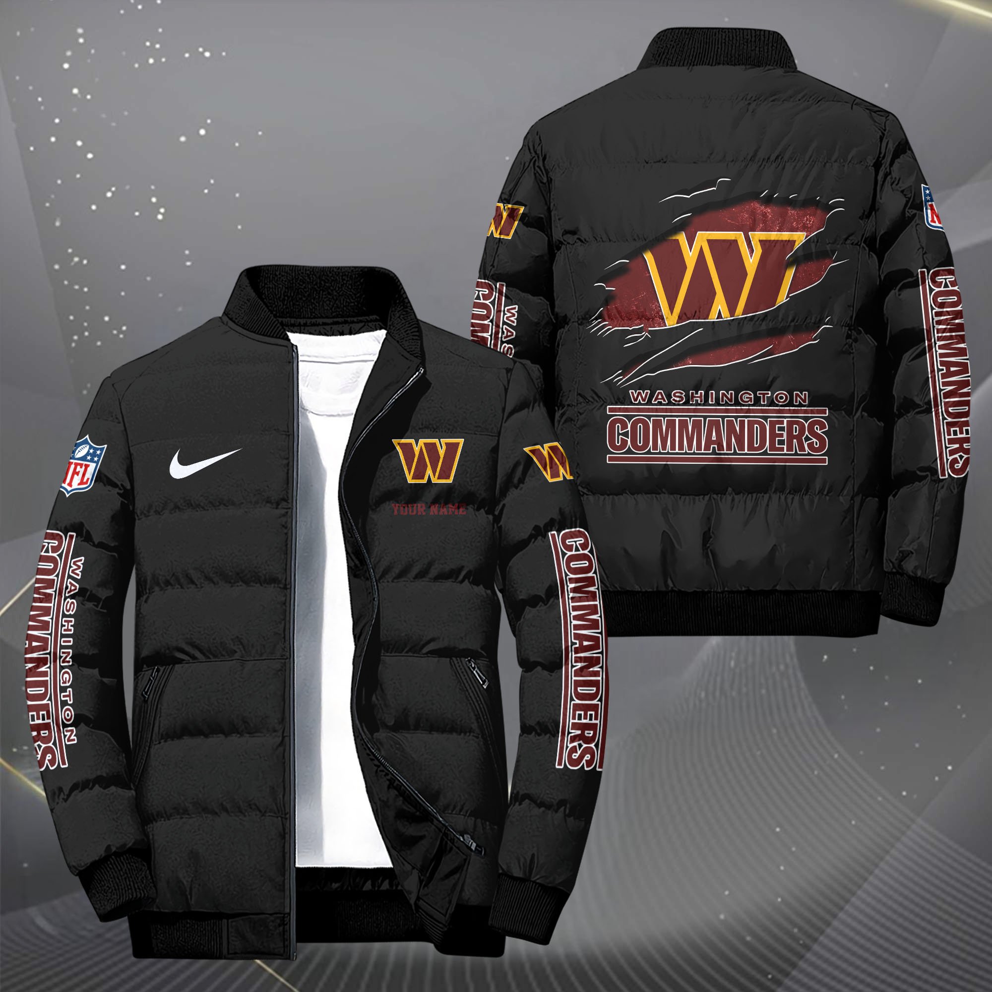 Washington Commanders Puffer Jacket Custom Your Name 2024  versions, Sport Jacket, FootBall Fan Gifts EHIVM-62479