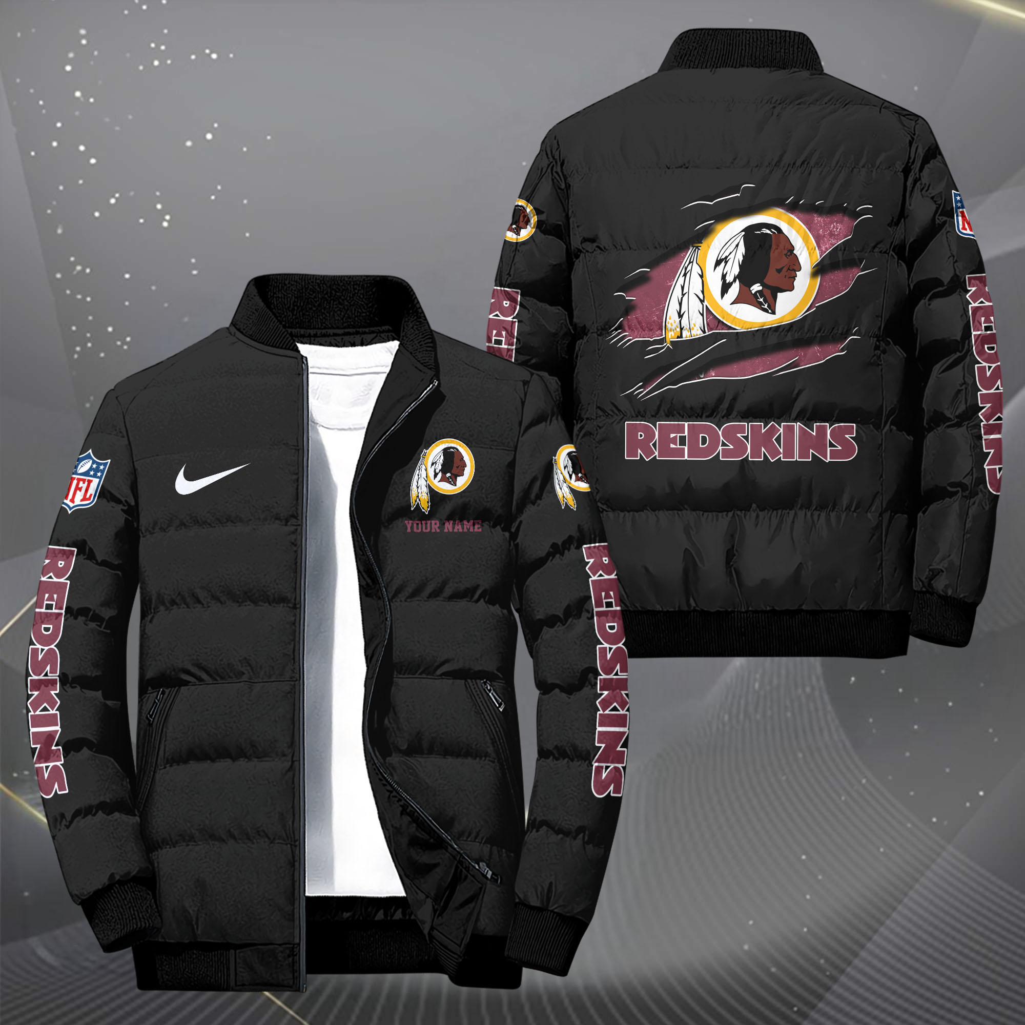 Washington Redskins Puffer Jacket Custom Your Name 2024  versions, Sport Jacket, FootBall Fan Gifts EHIVM-62479