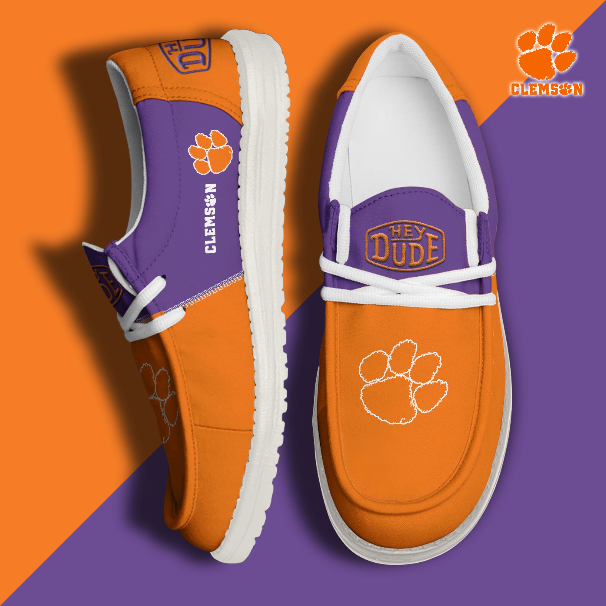 Clemson Tigers Football Hey Dude Canvas Loafer Shoes Custom Your Name 2024 version, Sport Shoes For Fan, Fan Gifts  EHIVM-60966