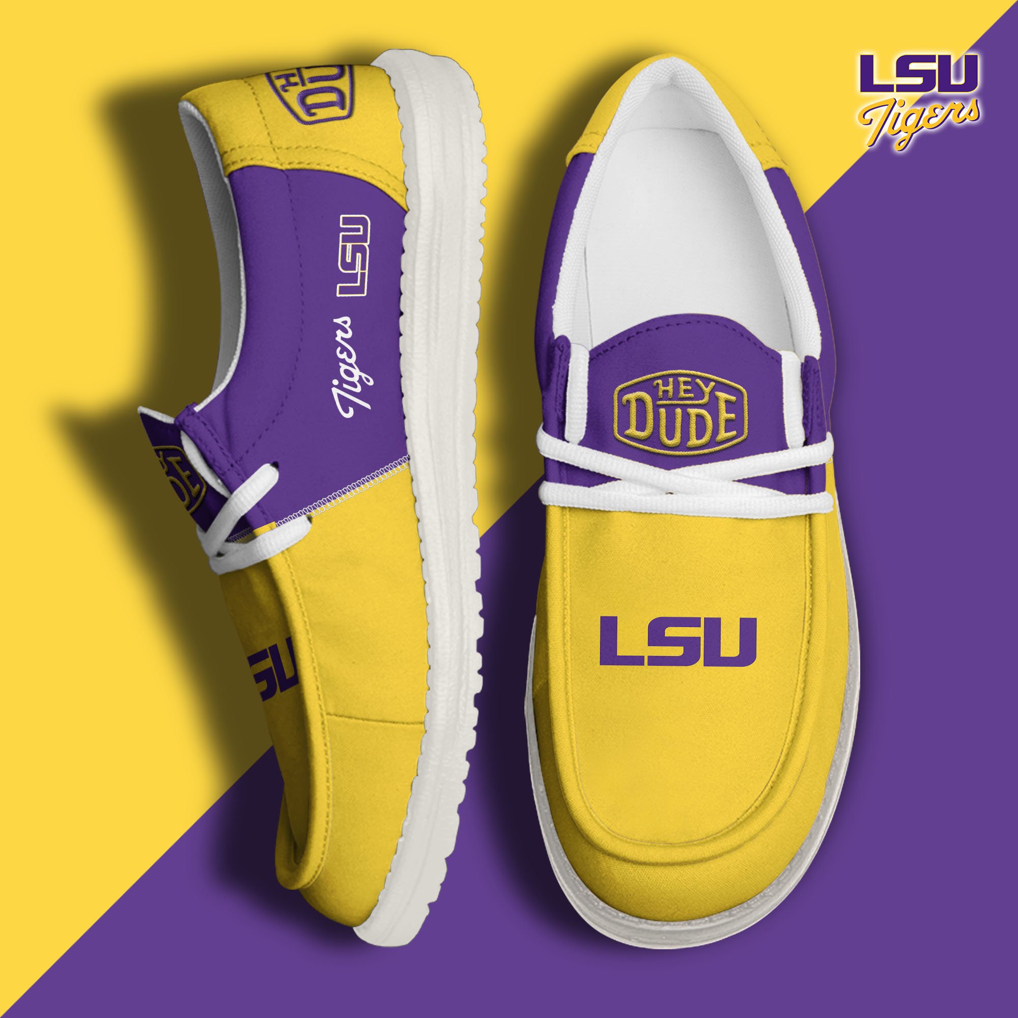 LSU TIGERS Football Hey Dude Canvas Loafer Shoes Custom Your Name 2024 version, Sport Shoes For Fan, Fan Gifts  EHIVM-60966