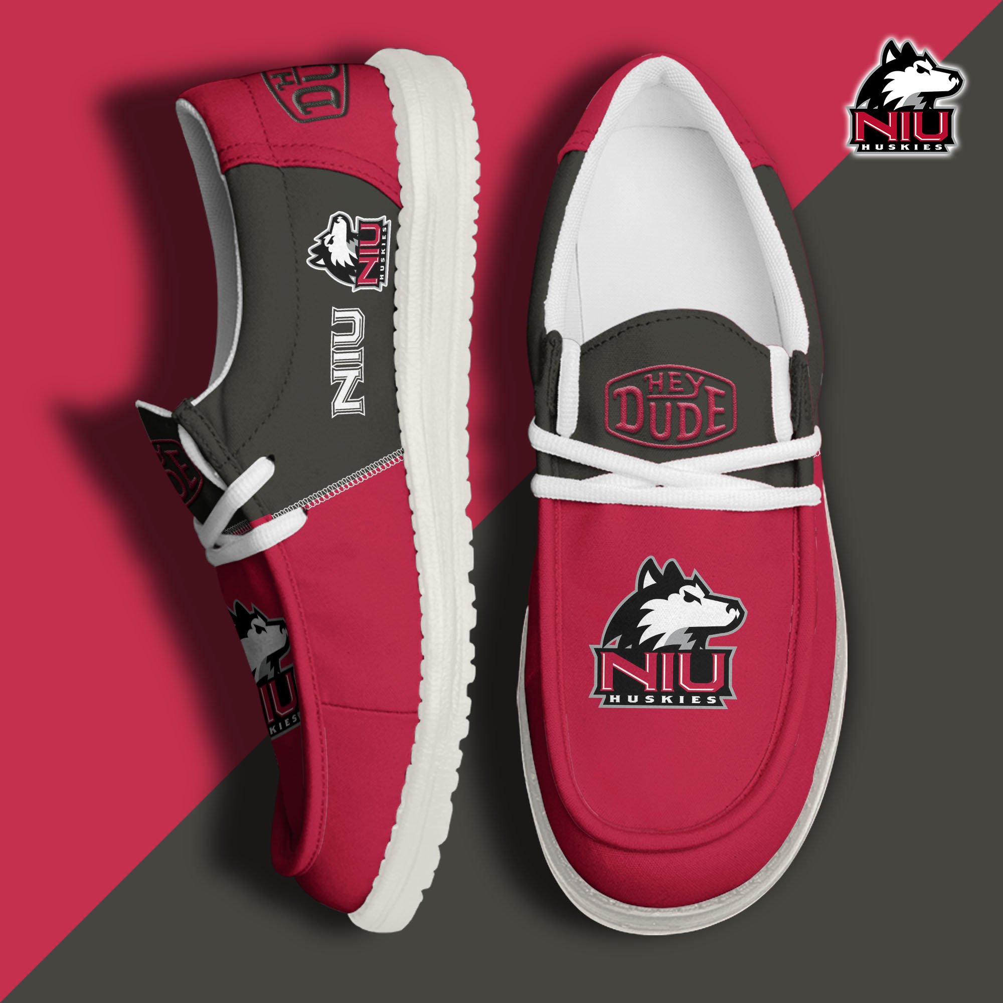 Northern Illinois Huskies Football Hey Dude Canvas Loafer Shoes Custom Your Name 2024 version, Sport Shoes For Fan, Fan Gifts  EHIVM-60966