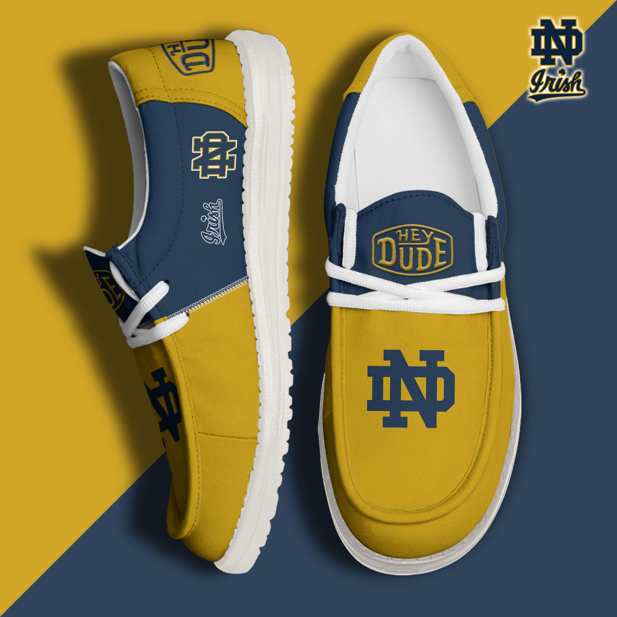 Notre Dame Fighting Irish Football Hey Dude Canvas Loafer Shoes Custom Your Name 2024 version, Sport Shoes For Fan, Fan Gifts  EHIVM-60966