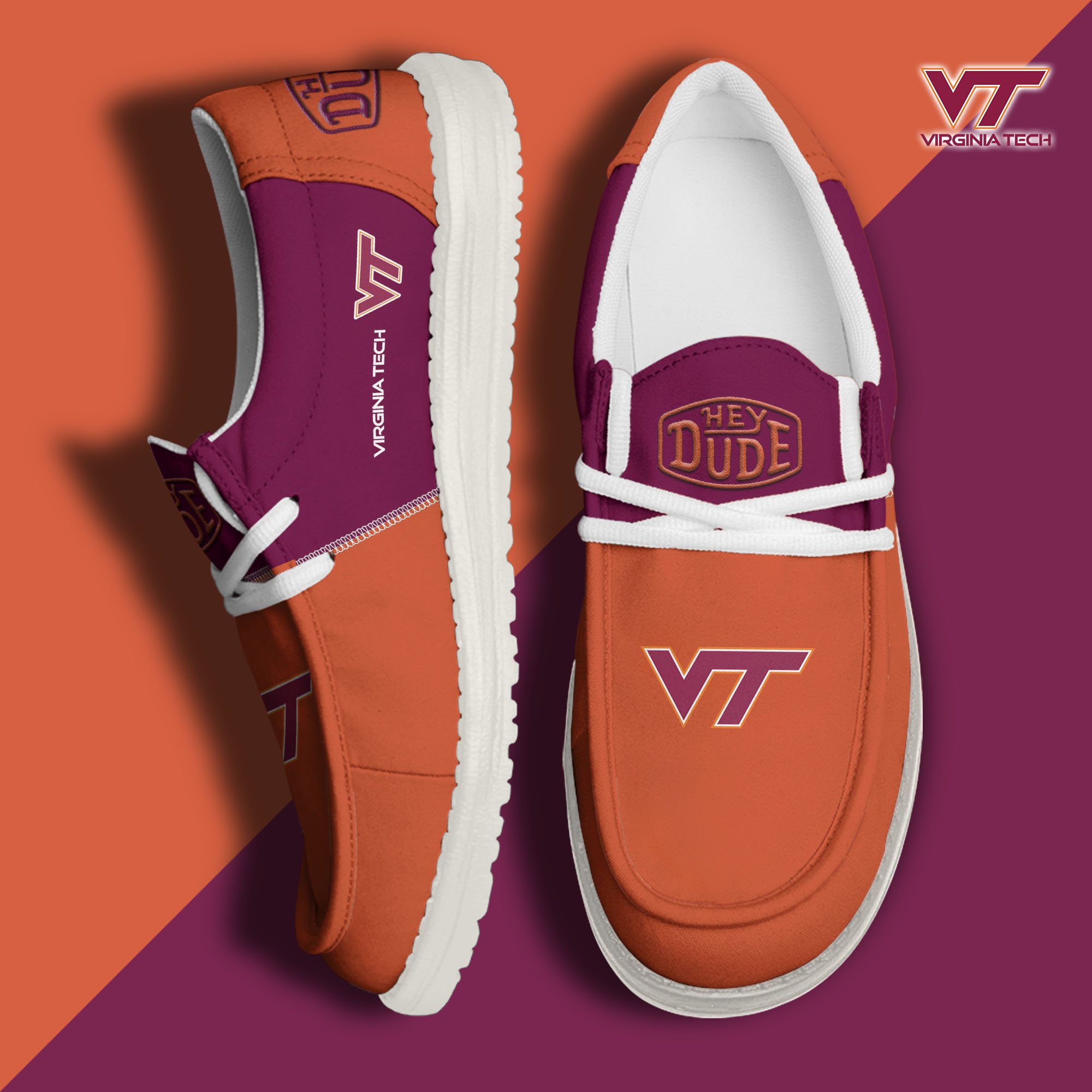 Virginia Tech Hokies Football Hey Dude Canvas Loafer Shoes Custom Your Name 2024 version, Sport Shoes For Fan, Fan Gifts  EHIVM-60966