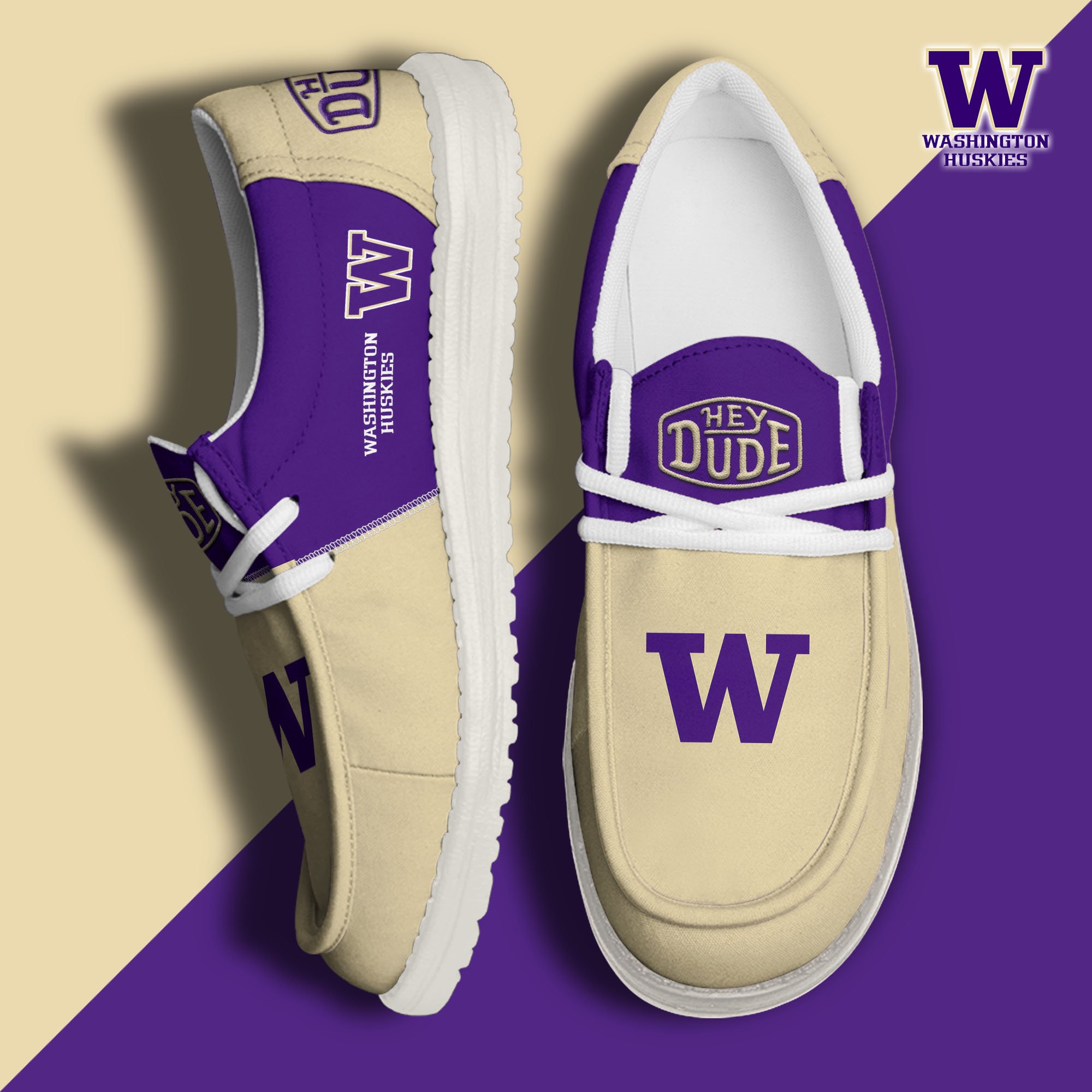 Washington Huskies Football Hey Dude Canvas Loafer Shoes Custom Your Name 2024 version, Sport Shoes For Fan, Fan Gifts  EHIVM-60966