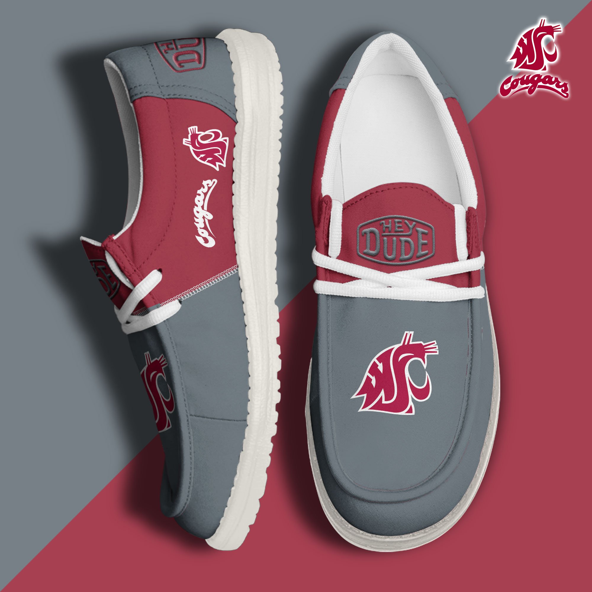 Washington State Cougars Football Hey Dude Canvas Loafer Shoes Custom Your Name 2024 version, Sport Shoes For Fan, Fan Gifts  EHIVM-60966