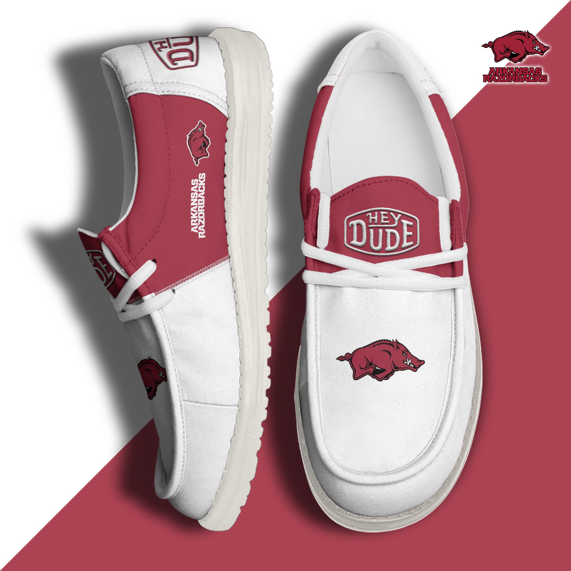 Arkansas Razorbacks Football Hey Dude Canvas Loafer Shoes Custom Your Name 2024 version, Sport Shoes For Fan, Fan Gifts  EHIVM-60966