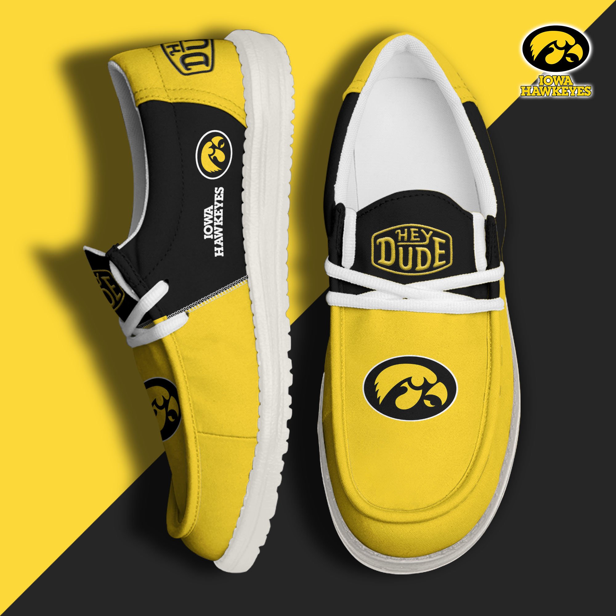 Iowa Hawkeyes Football Hey Dude Canvas Loafer Shoes Custom Your Name 2024 version, Sport Shoes For Fan, Fan Gifts  EHIVM-60966