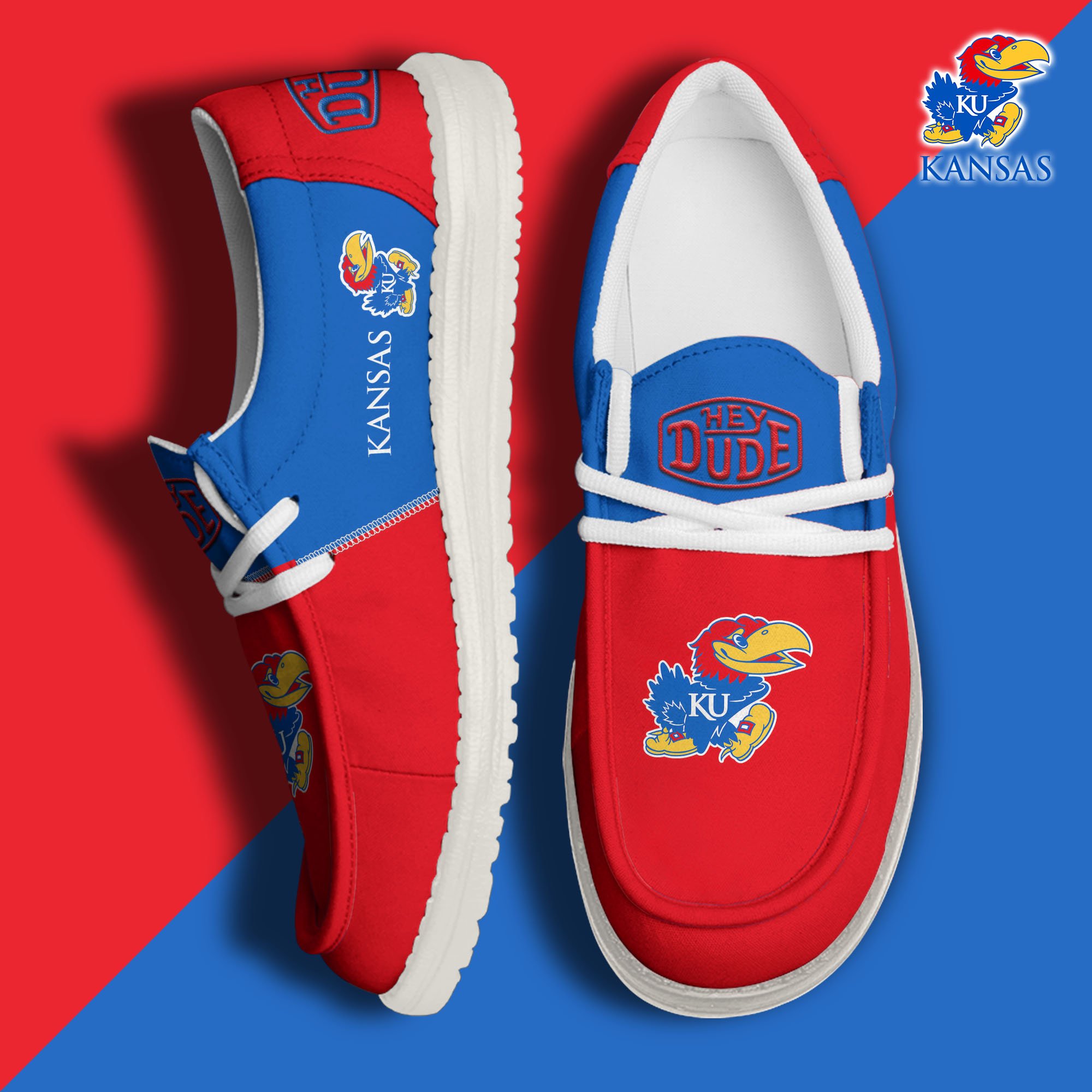 Kansas Jayhawks Football Hey Dude Canvas Loafer Shoes Custom Your Name 2024 version, Sport Shoes For Fan, Fan Gifts  EHIVM-60966