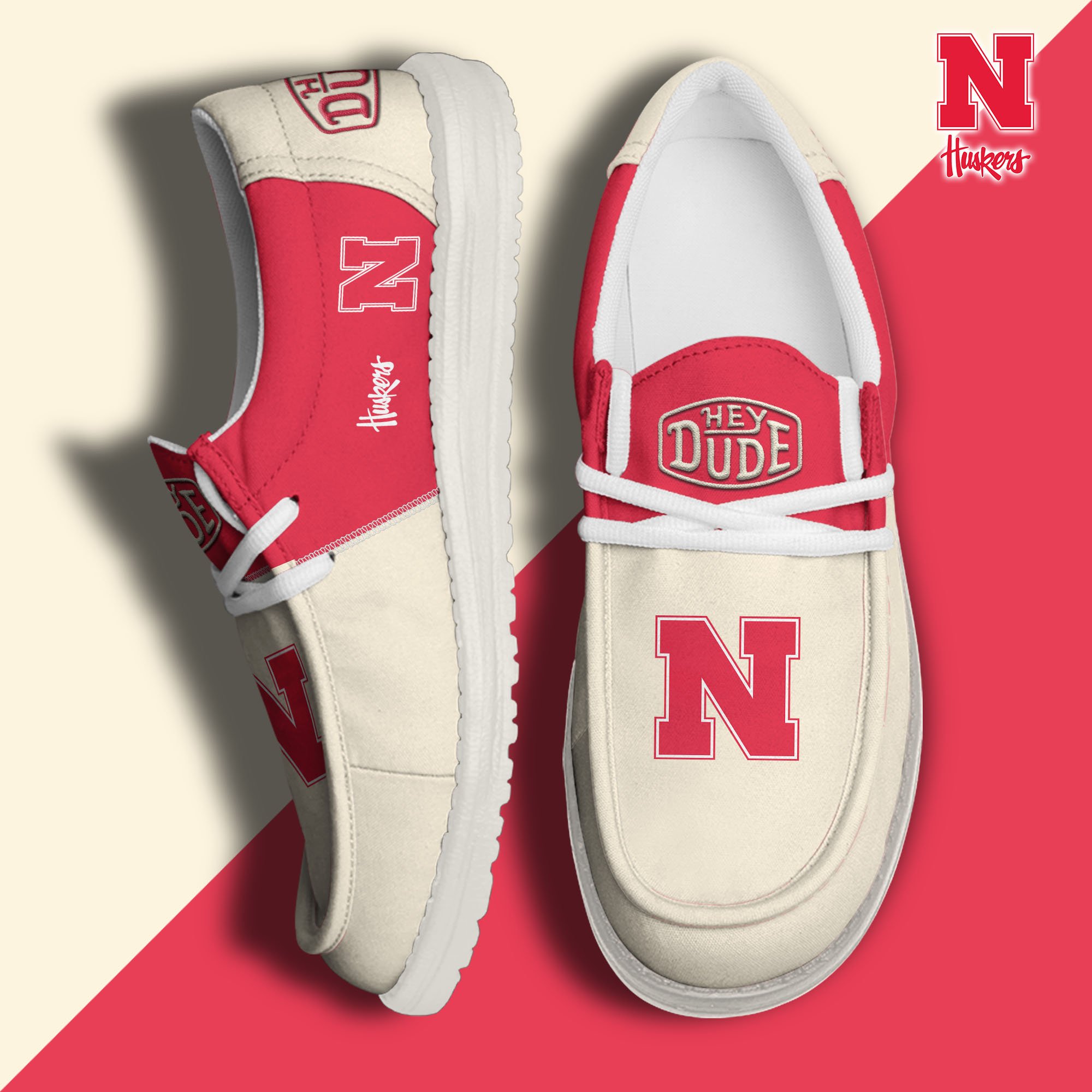 Nebraska Cornhuskers Football Hey Dude Canvas Loafer Shoes Custom Your Name 2024 version, Sport Shoes For Fan, Fan Gifts  EHIVM-60966