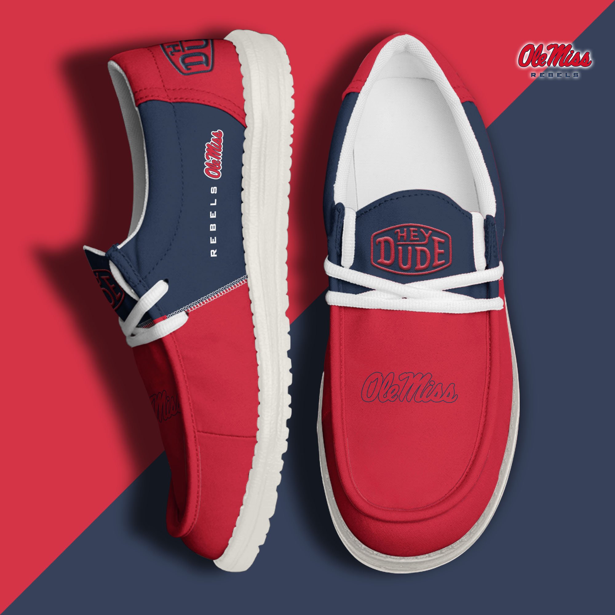 Ole Miss Rebels Football Hey Dude Canvas Loafer Shoes Custom Your Name 2024 version, Sport Shoes For Fan, Fan Gifts  EHIVM-60966