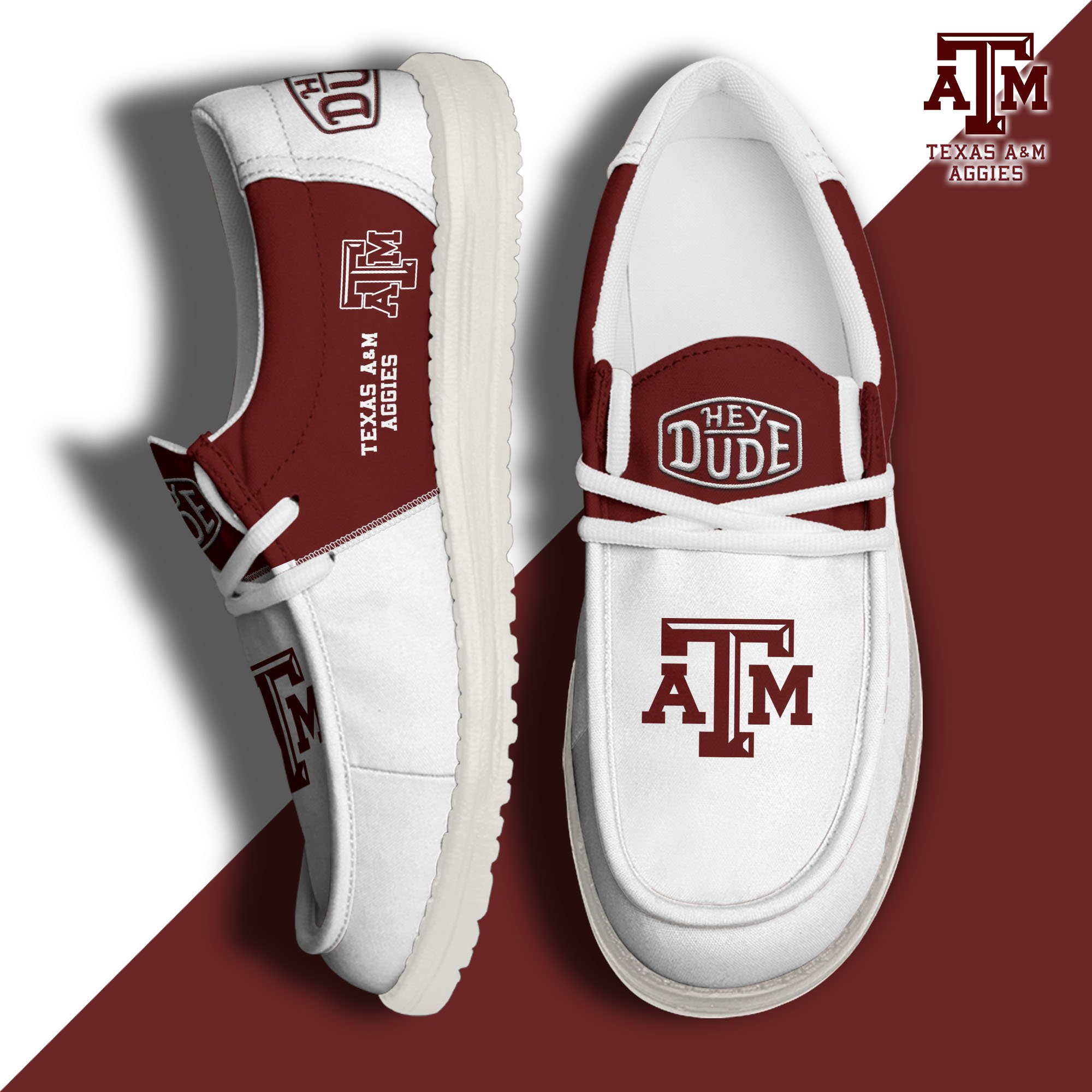 Texas A&M Aggies Football Hey Dude Canvas Loafer Shoes Custom Your Name 2024 version, Sport Shoes For Fan, Fan Gifts  EHIVM-60966