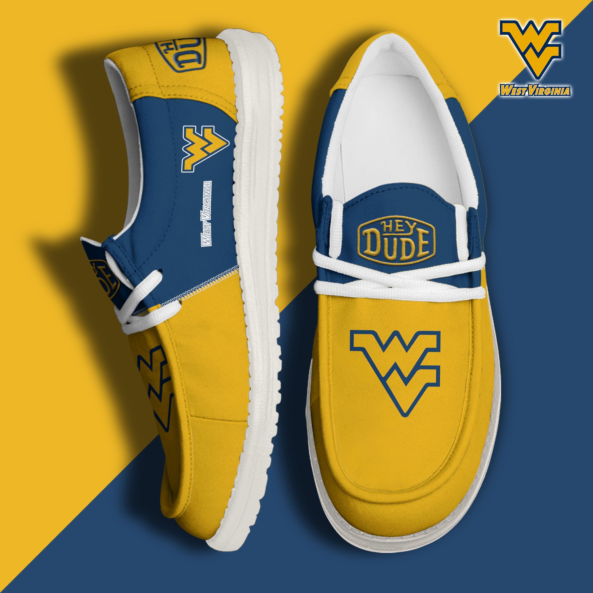 West Virginia Mountaineers Football Hey Dude Canvas Loafer Shoes Custom Your Name 2024 version, Sport Shoes For Fan, Fan Gifts  EHIVM-60966