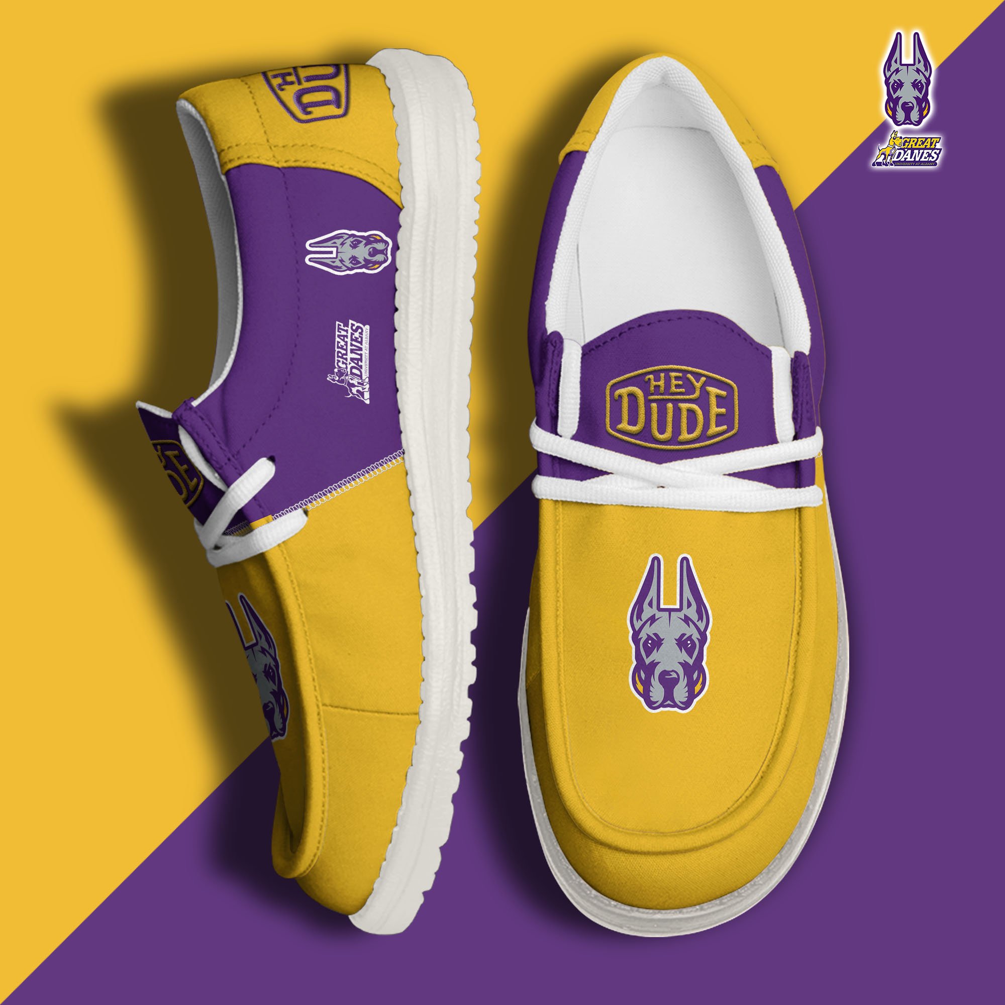 Albany Great Danes Football Hey Dude Canvas Loafer Shoes Custom Your Name 2024 version, Sport Shoes For Fan, Fan Gifts  EHIVM-60966