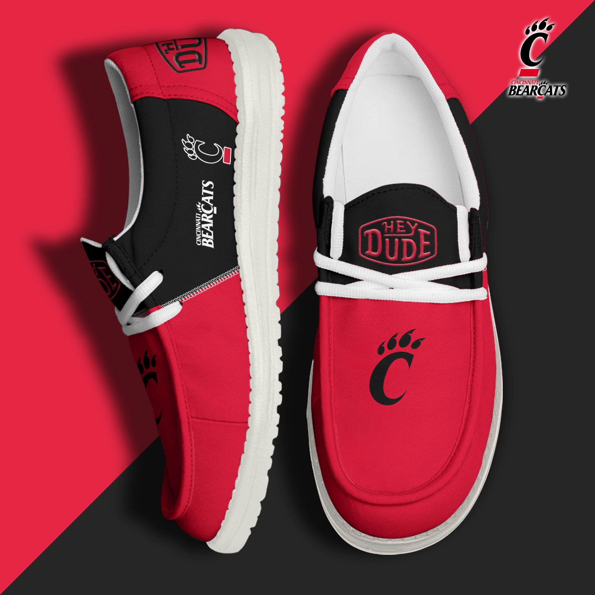 Cincinnati Bearcats Football Hey Dude Canvas Loafer Shoes Custom Your Name 2024 version, Sport Shoes For Fan, Fan Gifts  EHIVM-60966