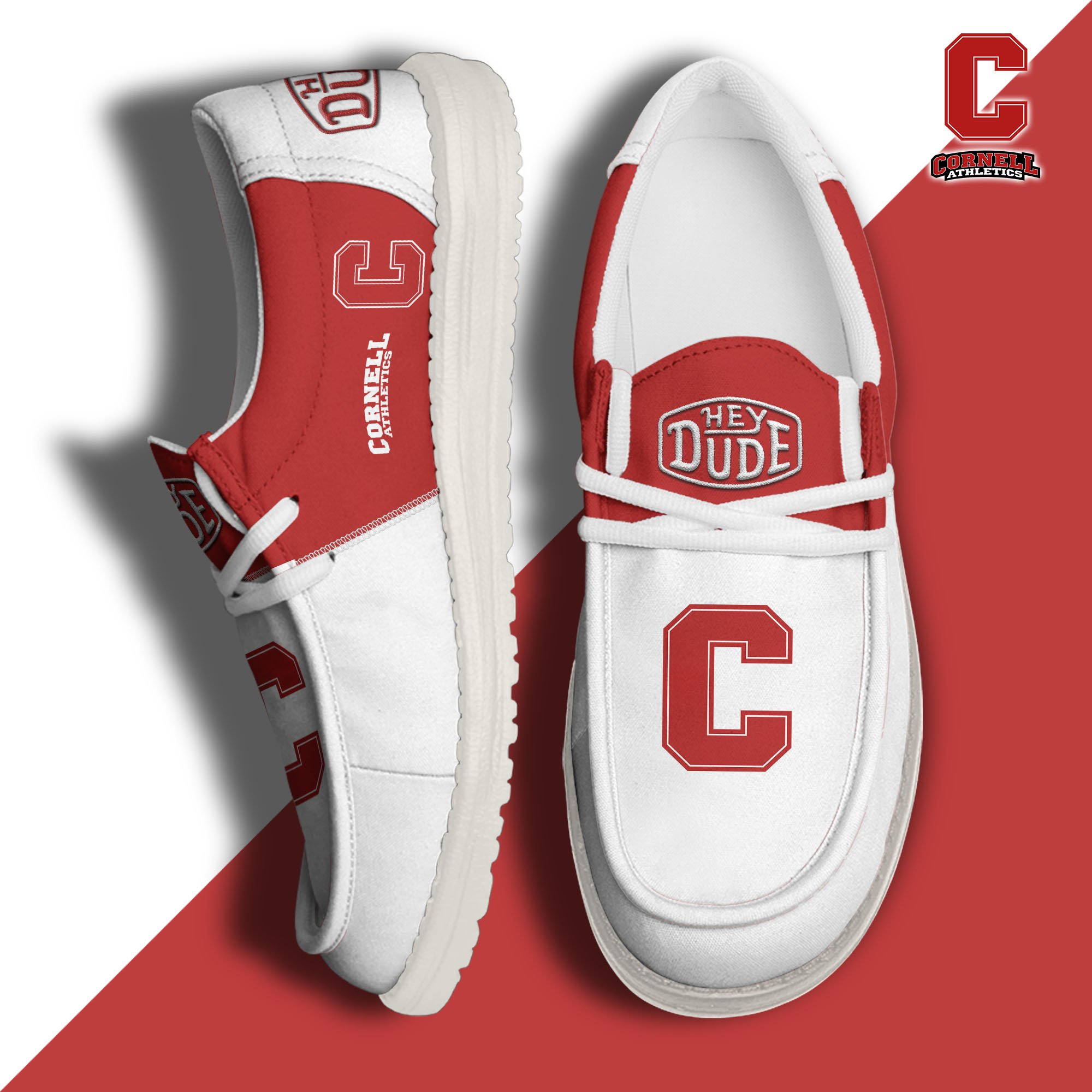 Cornell Big Red Football Hey Dude Canvas Loafer Shoes Custom Your Name 2024 version, Sport Shoes For Fan, Fan Gifts  EHIVM-60966