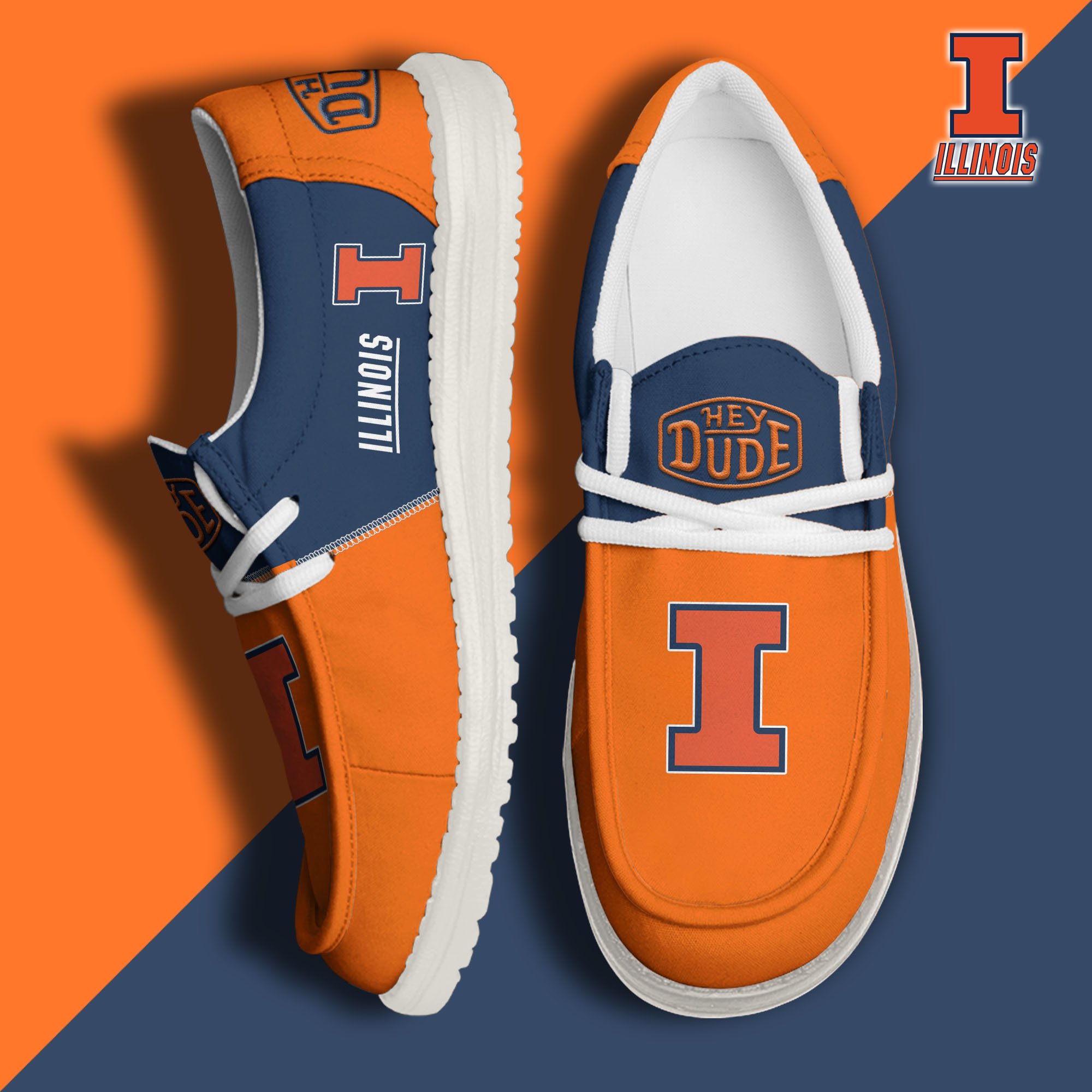 Illinois Fighting Illini Football Hey Dude Canvas Loafer Shoes Custom Your Name 2024 version, Sport Shoes For Fan, Fan Gifts  EHIVM-60966