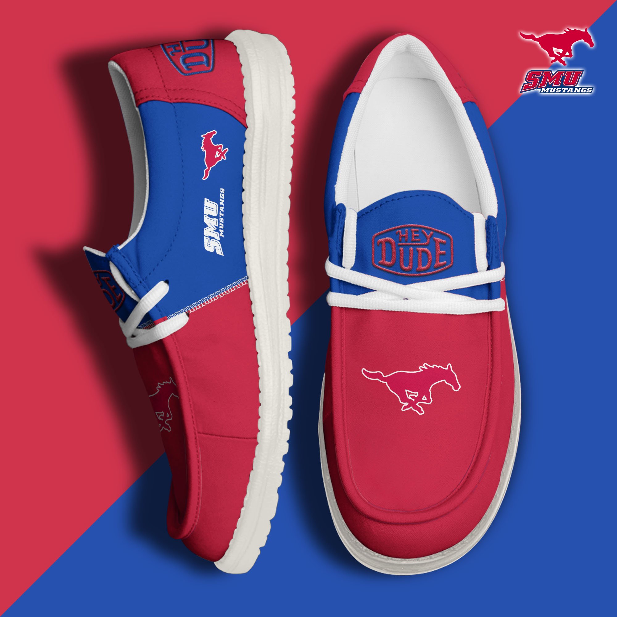 SMU Mustangs Football Hey Dude Canvas Loafer Shoes Custom Your Name 2024 version, Sport Shoes For Fan, Fan Gifts  EHIVM-60966