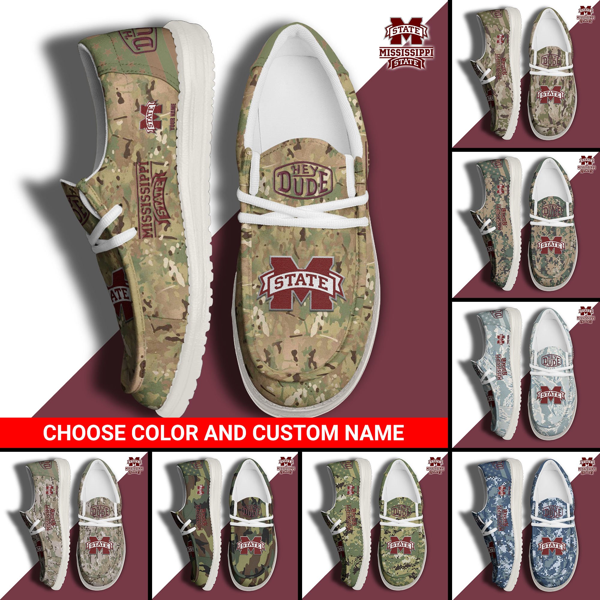 Mississippi State Bulldogs Football Hey Dude Canvas Loafer Shoes Custom Your Name And Choose Your Camo 2024 version, Sport Shoes For Fan, Fan Gifts  EHIVM-61210