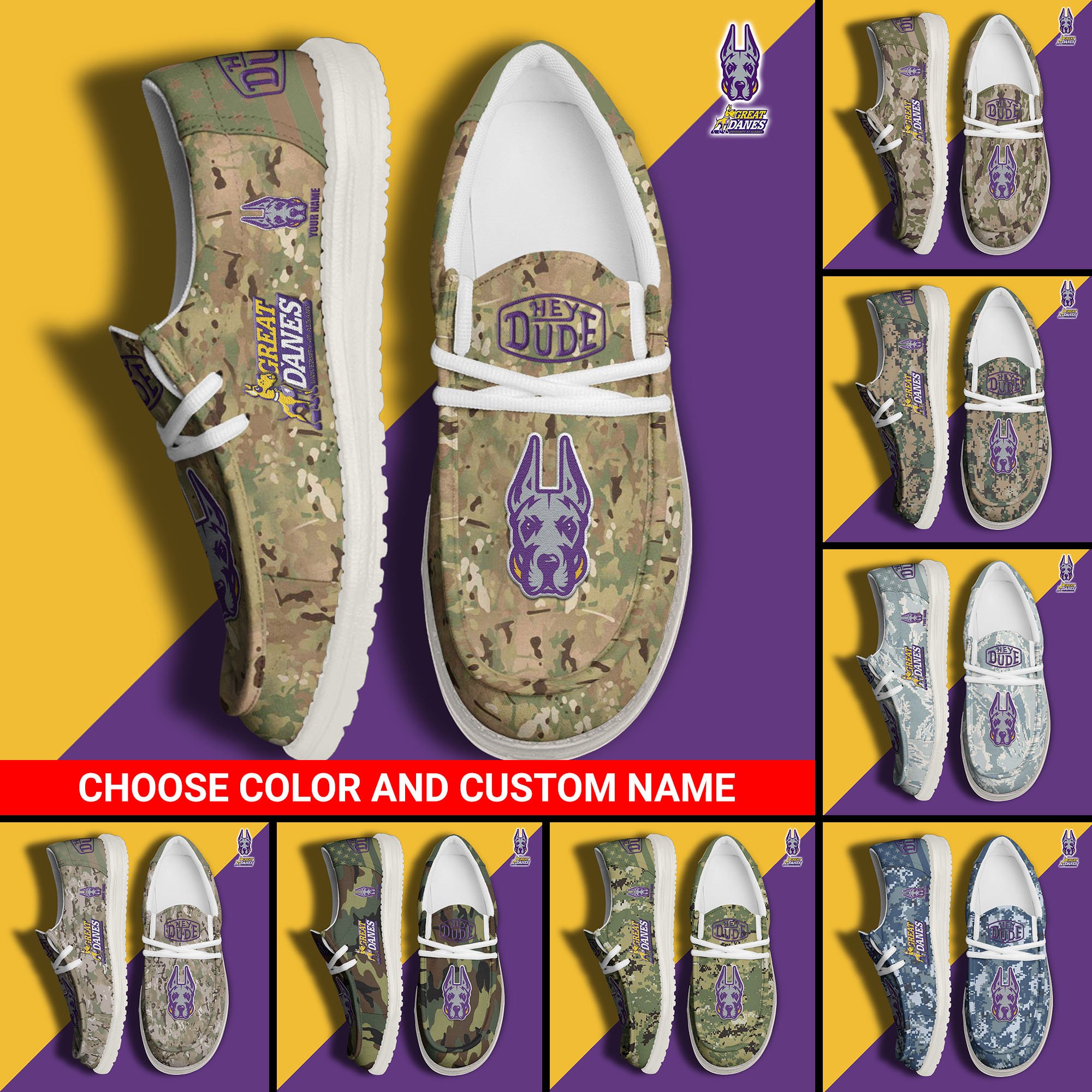 Albany Great Danes Football Hey Dude Canvas Loafer Shoes Custom Your Name And Choose Your Camo 2024 version, Sport Shoes For Fan, Fan Gifts  EHIVM-61210