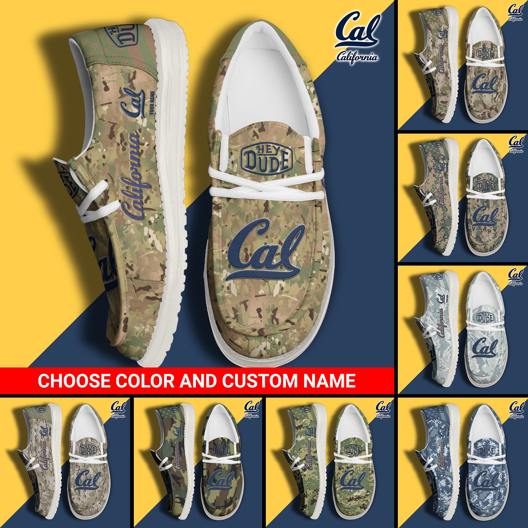 California Golden Bears Football Hey Dude Canvas Loafer Shoes Custom Your Name And Choose Your Camo 2024 version, Sport Shoes For Fan, Fan Gifts  EHIVM-61210