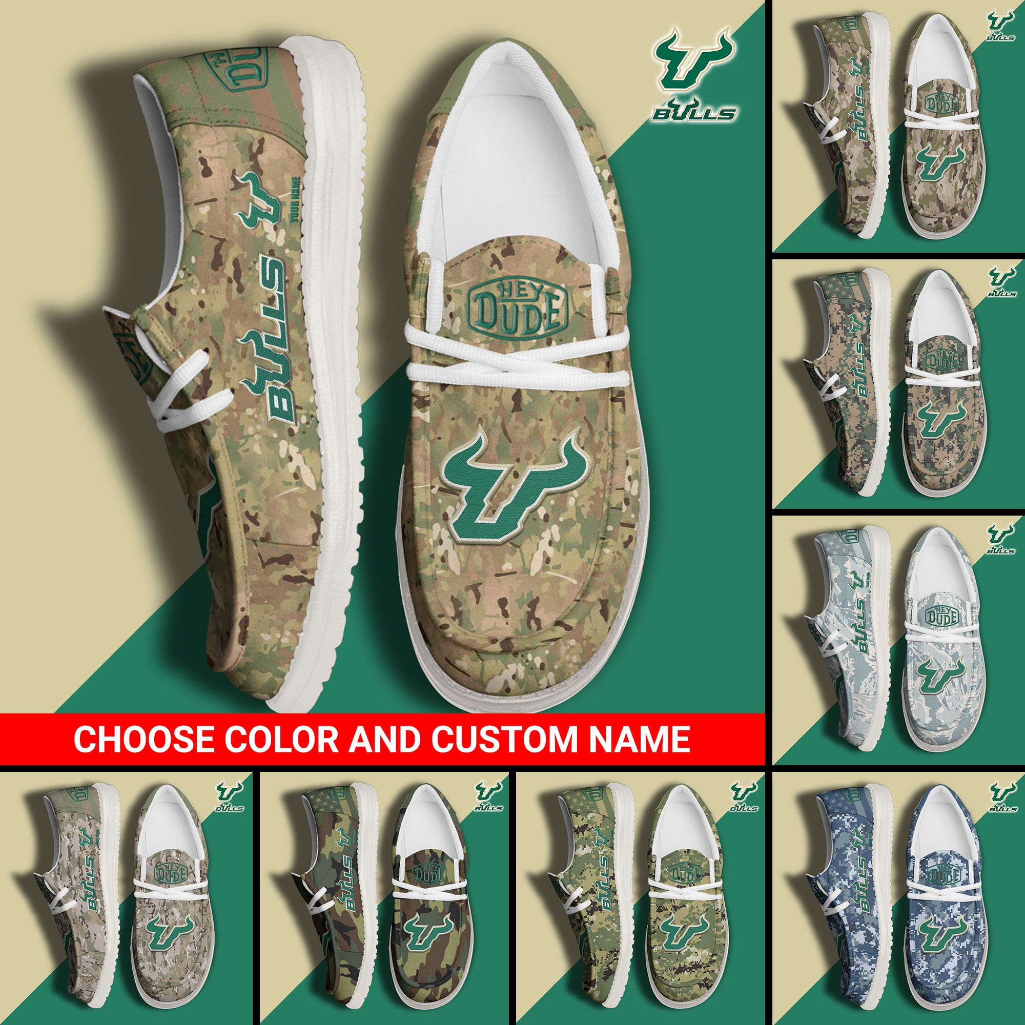 South Florida Bulls Football Hey Dude Canvas Loafer Shoes Custom Your Name And Choose Your Camo 2024 version, Sport Shoes For Fan, Fan Gifts  EHIVM-61210