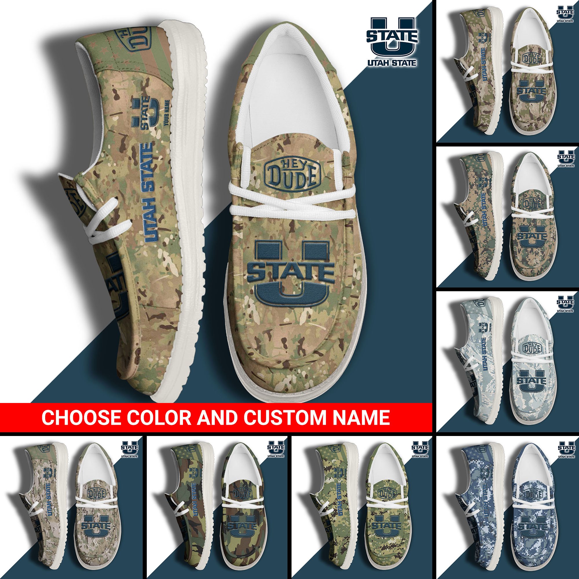 Utah State Aggies Football Hey Dude Canvas Loafer Shoes Custom Your Name And Choose Your Camo 2024 version, Sport Shoes For Fan, Fan Gifts  EHIVM-61210