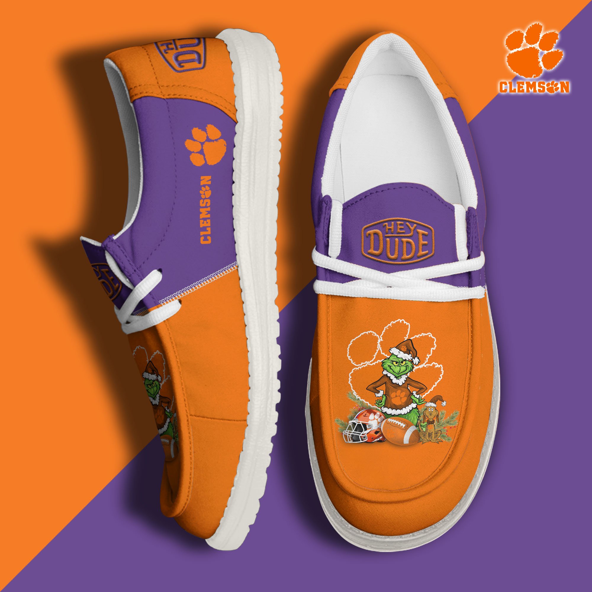 Clemson Tigers Football Hey Dude Canvas Loafer Shoes Custom Your Name 2024 version, Sport Shoes For Fan, Fan Gifts EHIVM-61211