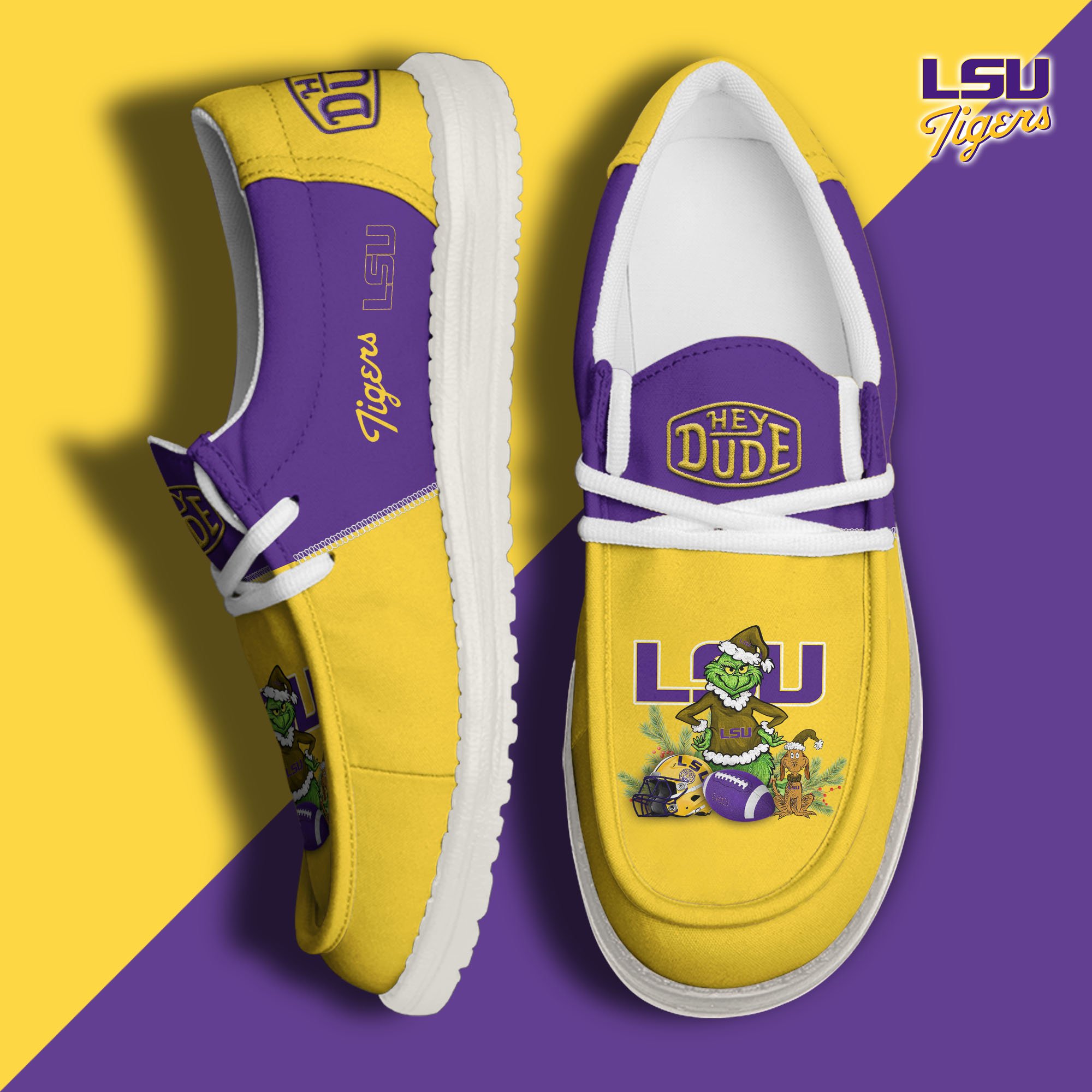 LSU TIGERS Football Hey Dude Canvas Loafer Shoes Custom Your Name 2024 version, Sport Shoes For Fan, Fan Gifts EHIVM-61211