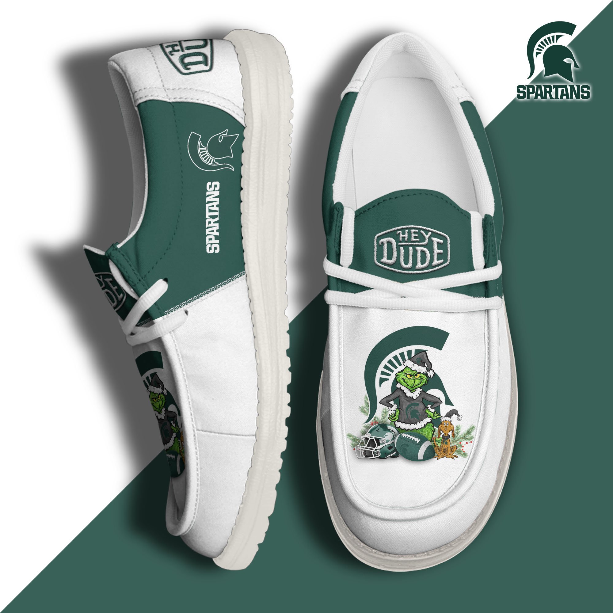 Michigan State Spartans Football Hey Dude Canvas Loafer Shoes Custom Your Name 2024 version, Sport Shoes For Fan, Fan Gifts EHIVM-61211