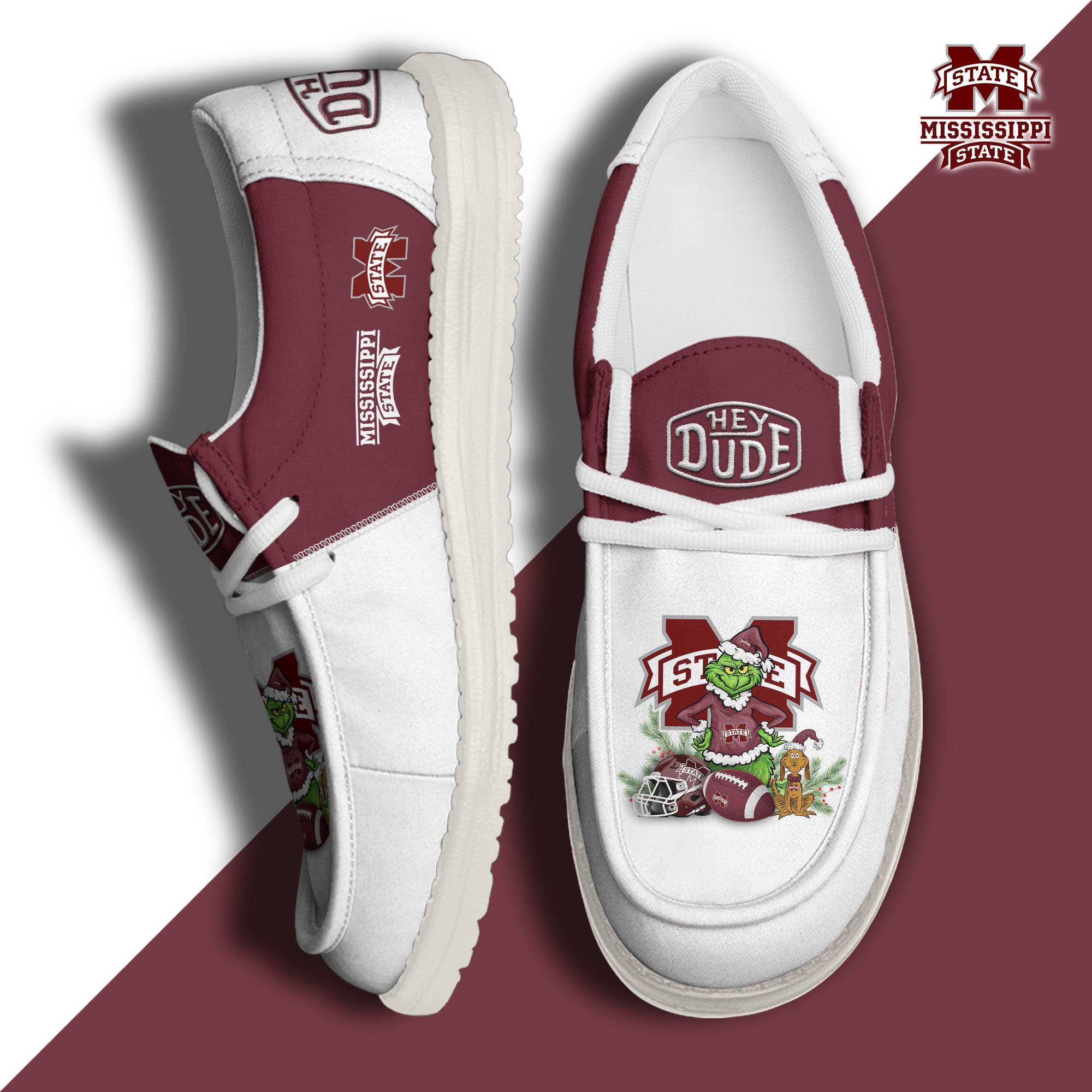 Mississippi State Bulldogs Football Hey Dude Canvas Loafer Shoes Custom Your Name 2024 version, Sport Shoes For Fan, Fan Gifts EHIVM-61211