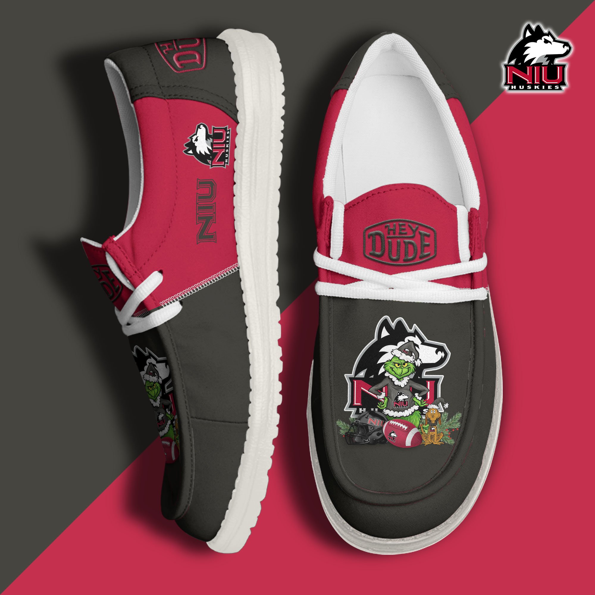 Northern Illinois Huskies Football Hey Dude Canvas Loafer Shoes Custom Your Name 2024 version, Sport Shoes For Fan, Fan Gifts EHIVM-61211