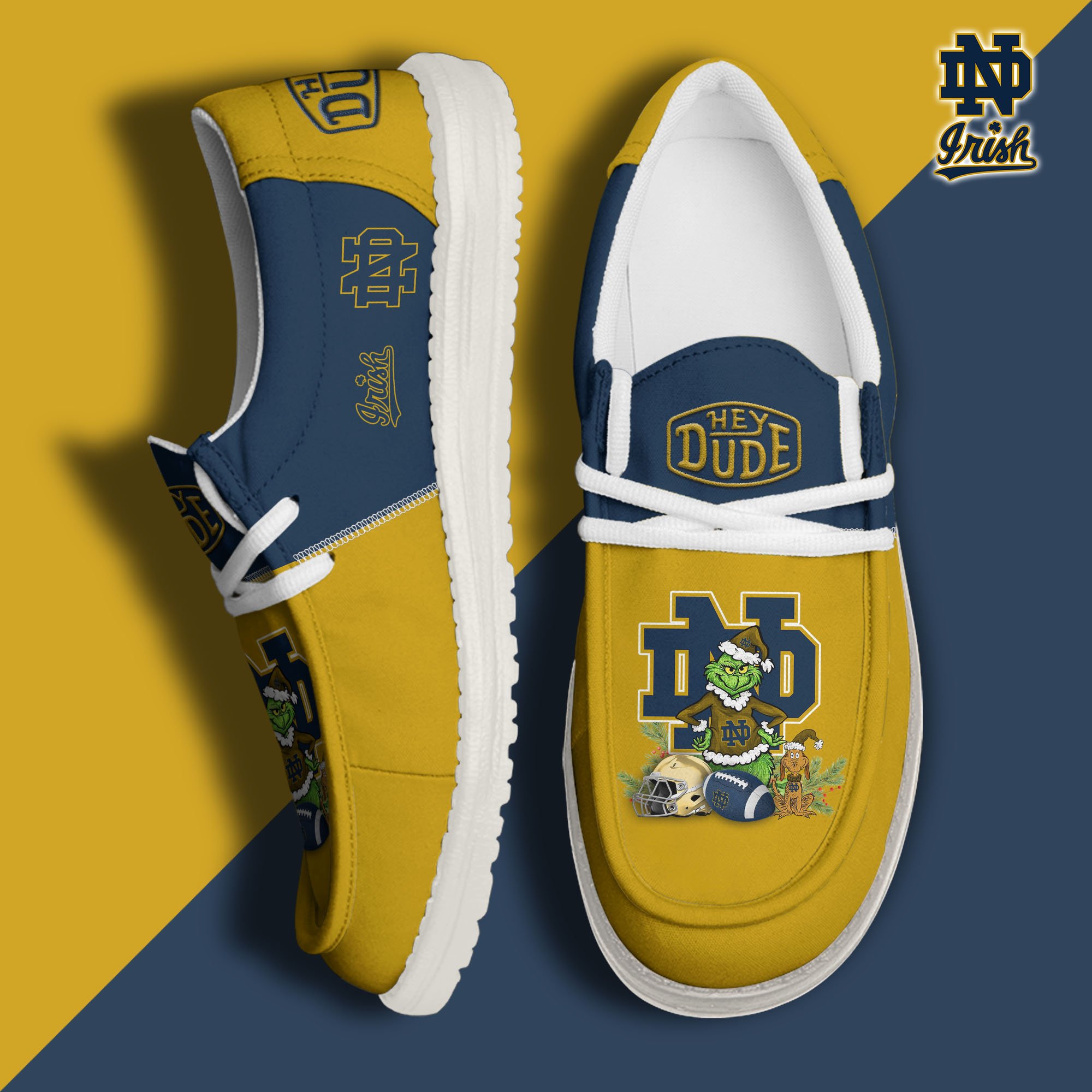 Notre Dame Fighting Irish Football Hey Dude Canvas Loafer Shoes Custom Your Name 2024 version, Sport Shoes For Fan, Fan Gifts EHIVM-61211