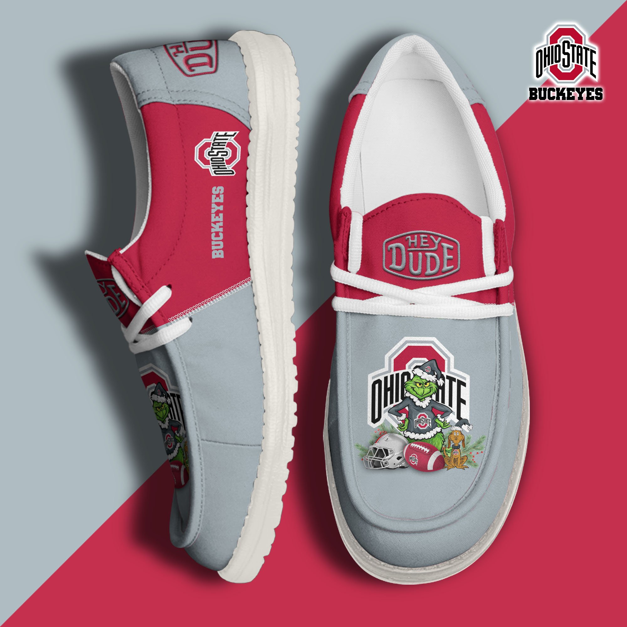 Ohio State Buckeyes Football Hey Dude Canvas Loafer Shoes Custom Your Name 2024 version, Sport Shoes For Fan, Fan Gifts EHIVM-61211