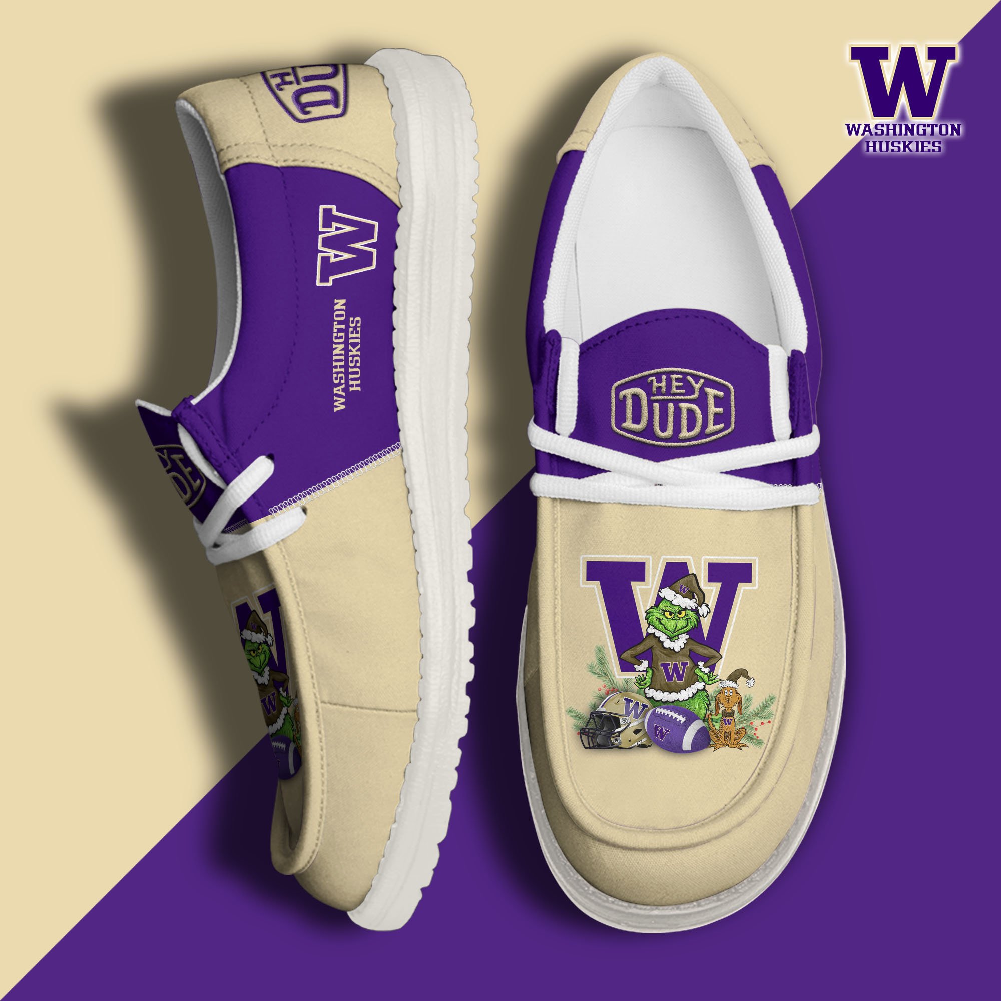 Washington Huskies Football Hey Dude Canvas Loafer Shoes Custom Your Name 2024 version, Sport Shoes For Fan, Fan Gifts EHIVM-61211