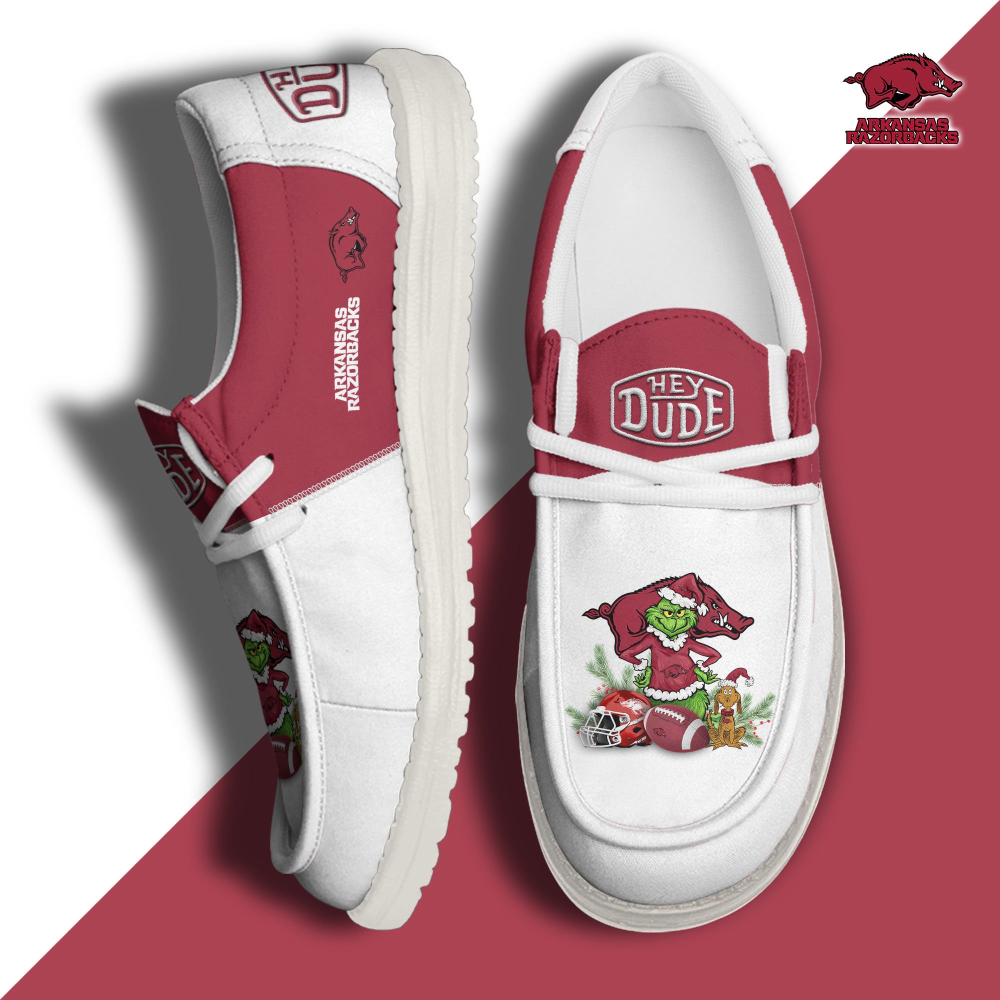 Arkansas Razorbacks Football Hey Dude Canvas Loafer Shoes Custom Your Name 2024 version, Sport Shoes For Fan, Fan Gifts EHIVM-61211